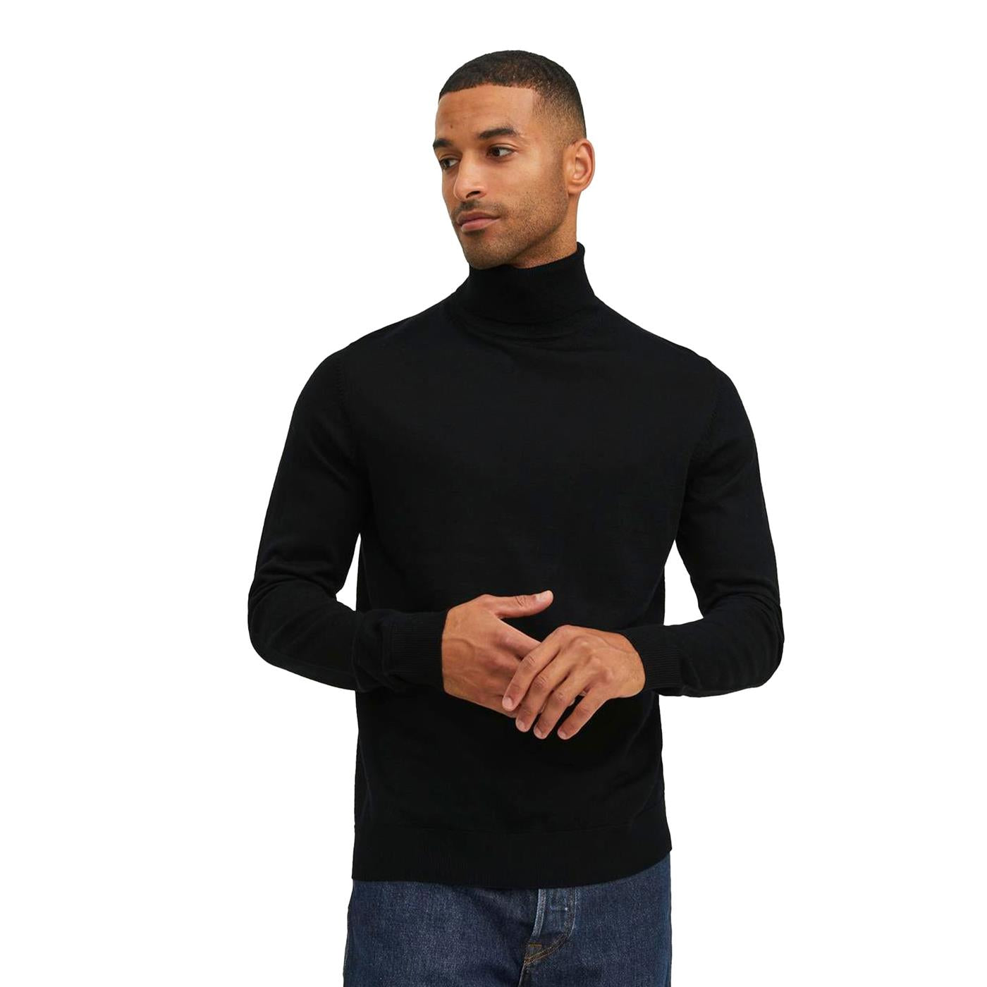 Jack & Jones Merino Knit Roll Neck Black - 12216829B