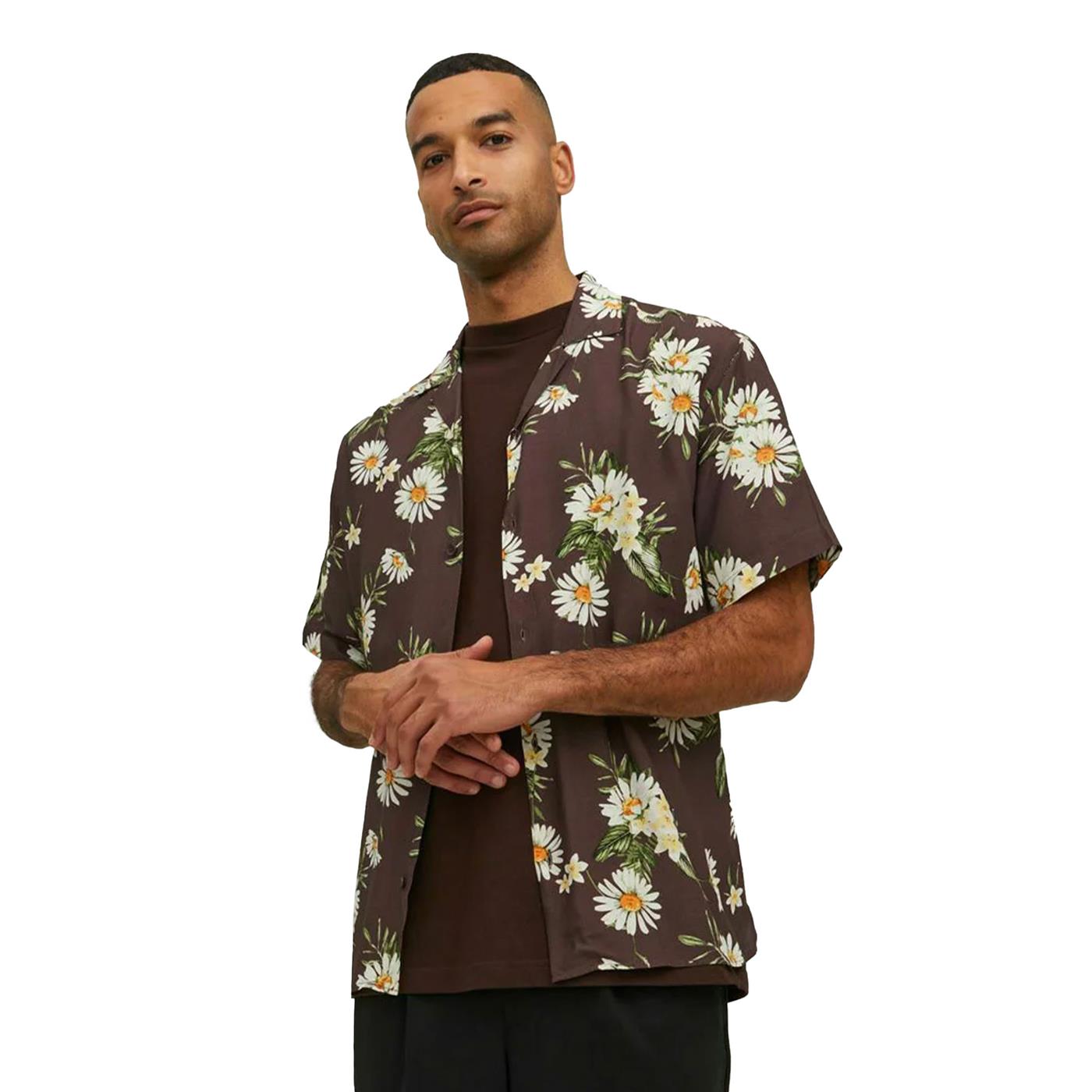 Jack & Jones Luke Flores Resort Shirt SS Chestnut  - 12227625C