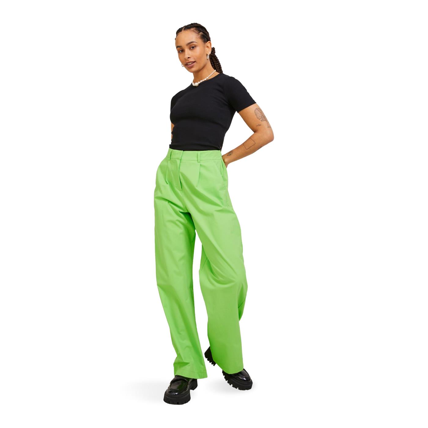 JJXX Vigga Rlx Wide HW Pant Lime Punch - 12228692LP