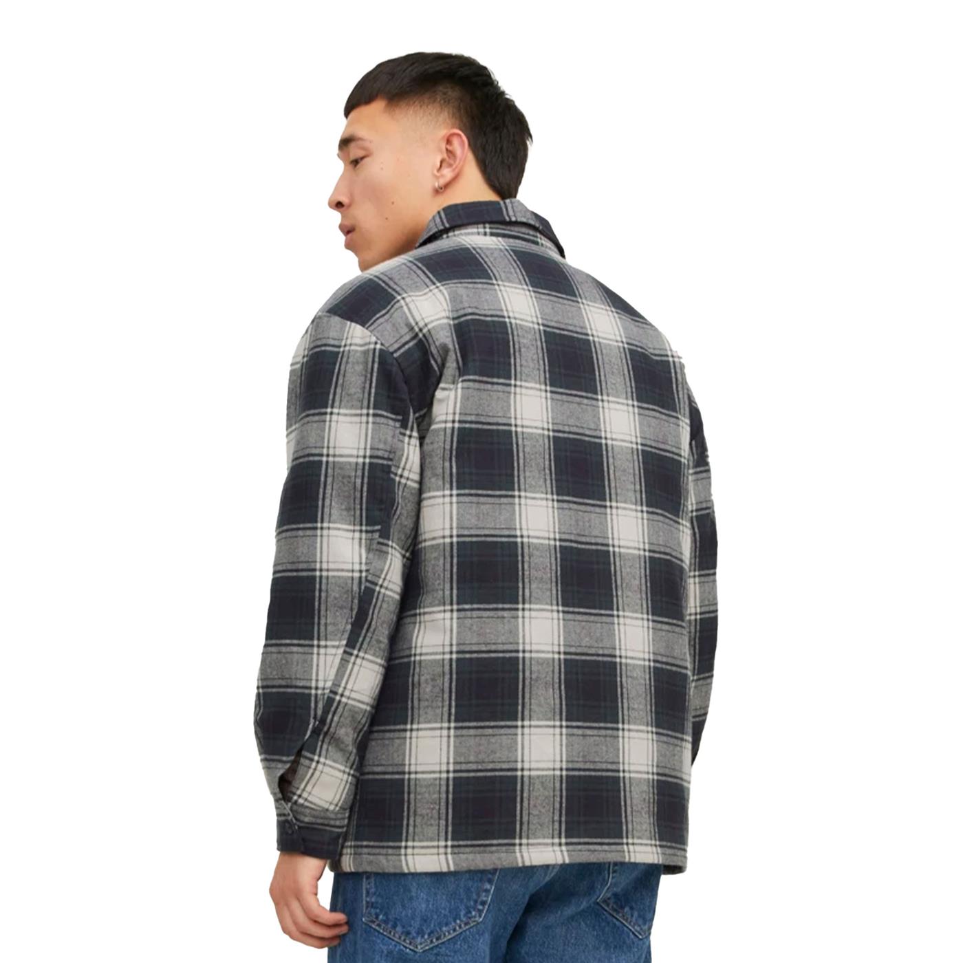 Jack & Jones Silver Check Quilted Overshirt LS Dark Navy - 12239328DN