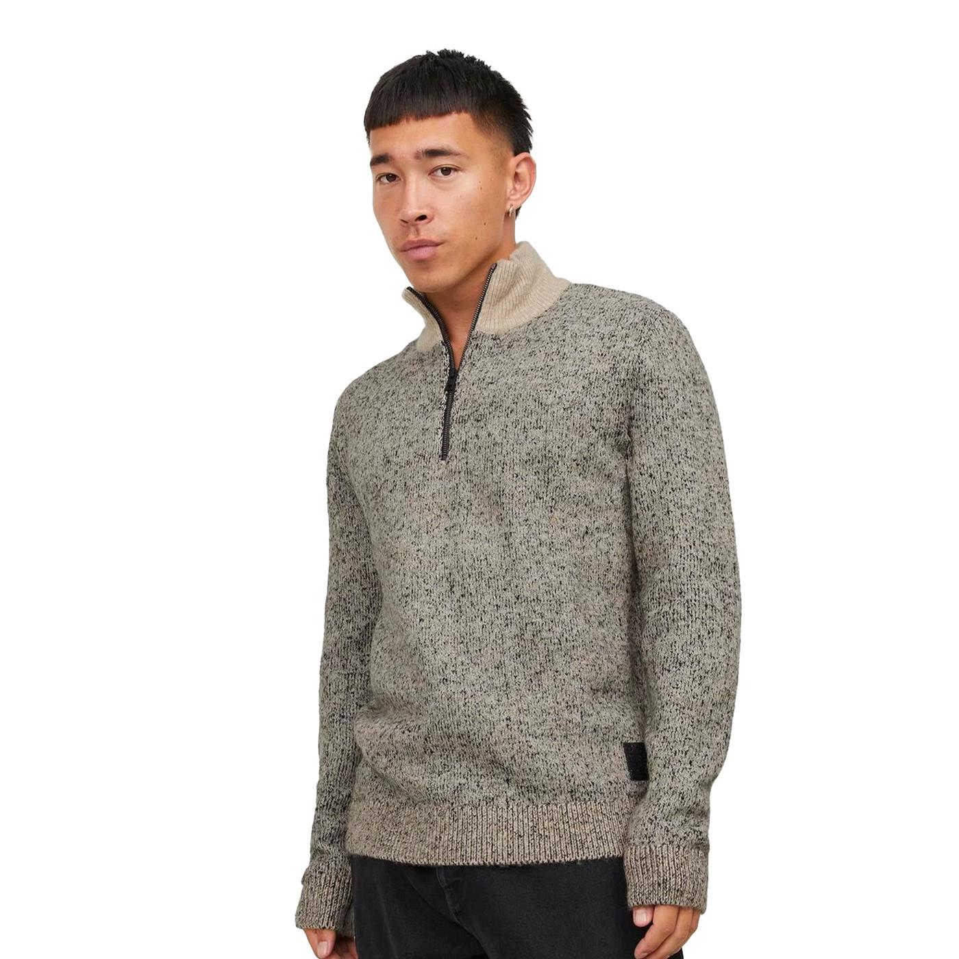 Jack & Jones Space Knit Half Zip Peyote  - 12250241P