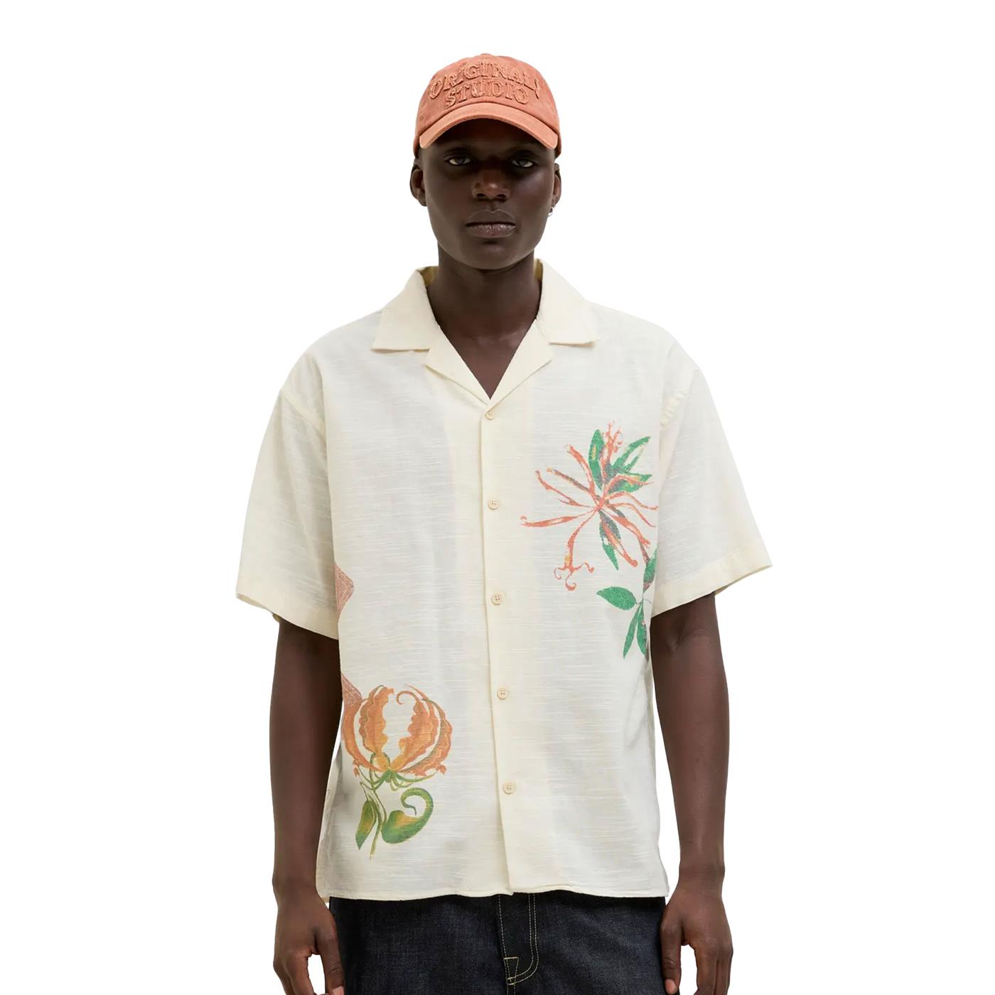Jack & Jones Luke Retiro AOP Shirt SS Antique White - 12271108AW