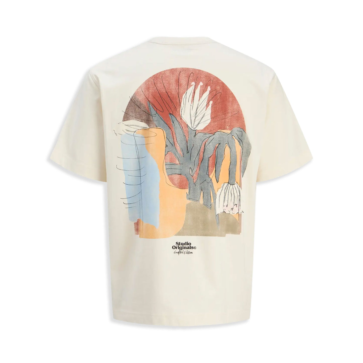 Jack & Jones Paros Abstract Tee SS Crew Neck Antique White - 12273385AW