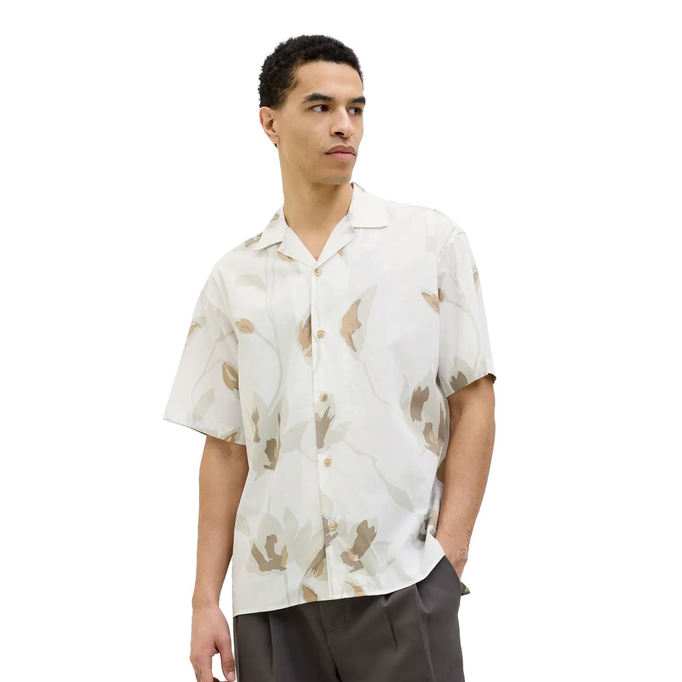 Jack & Jones Blapalermo Print Resort S/S Shirt Cloud Dancer - 12274927CD