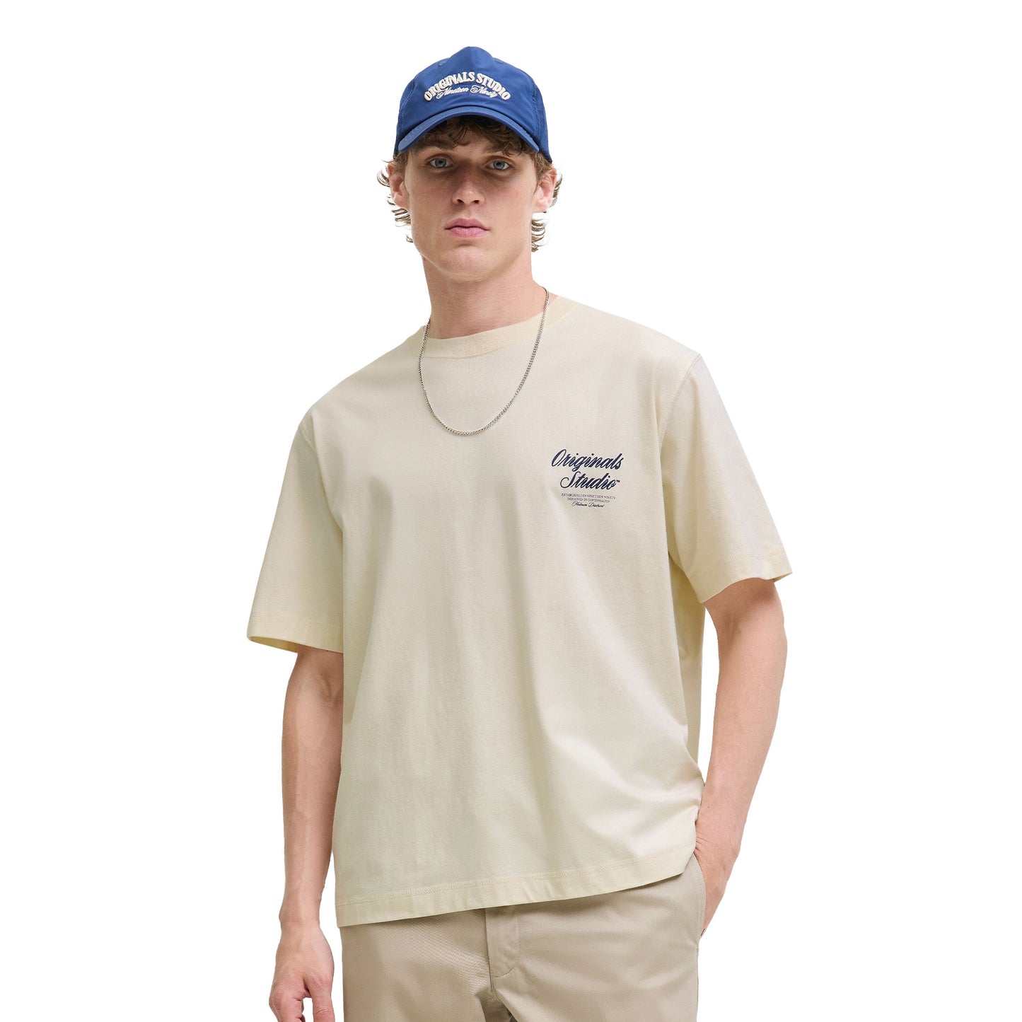 Jack & Jones Norrebro Typo Tee SS Crew Neck Antique White - 12282898AW