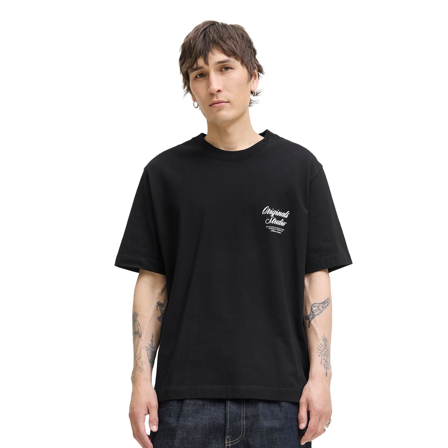 Jack & Jones Norrebro Typo Tee SS Crew Neck Black - 12282898B