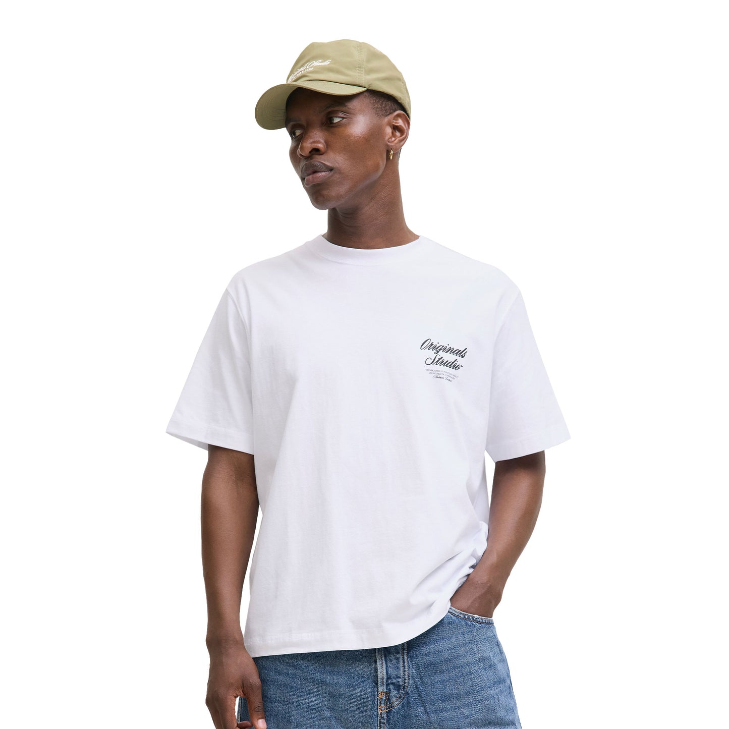 Jack & Jones Norrebro Typo Tee SS Crew Neck Bright White