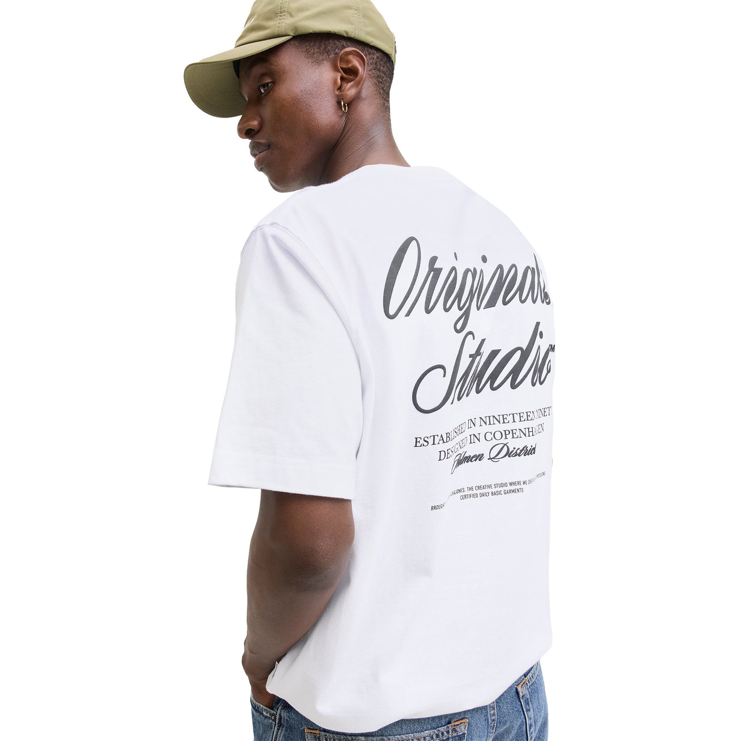 Jack & Jones Norrebro Typo Tee SS Crew Neck Bright White