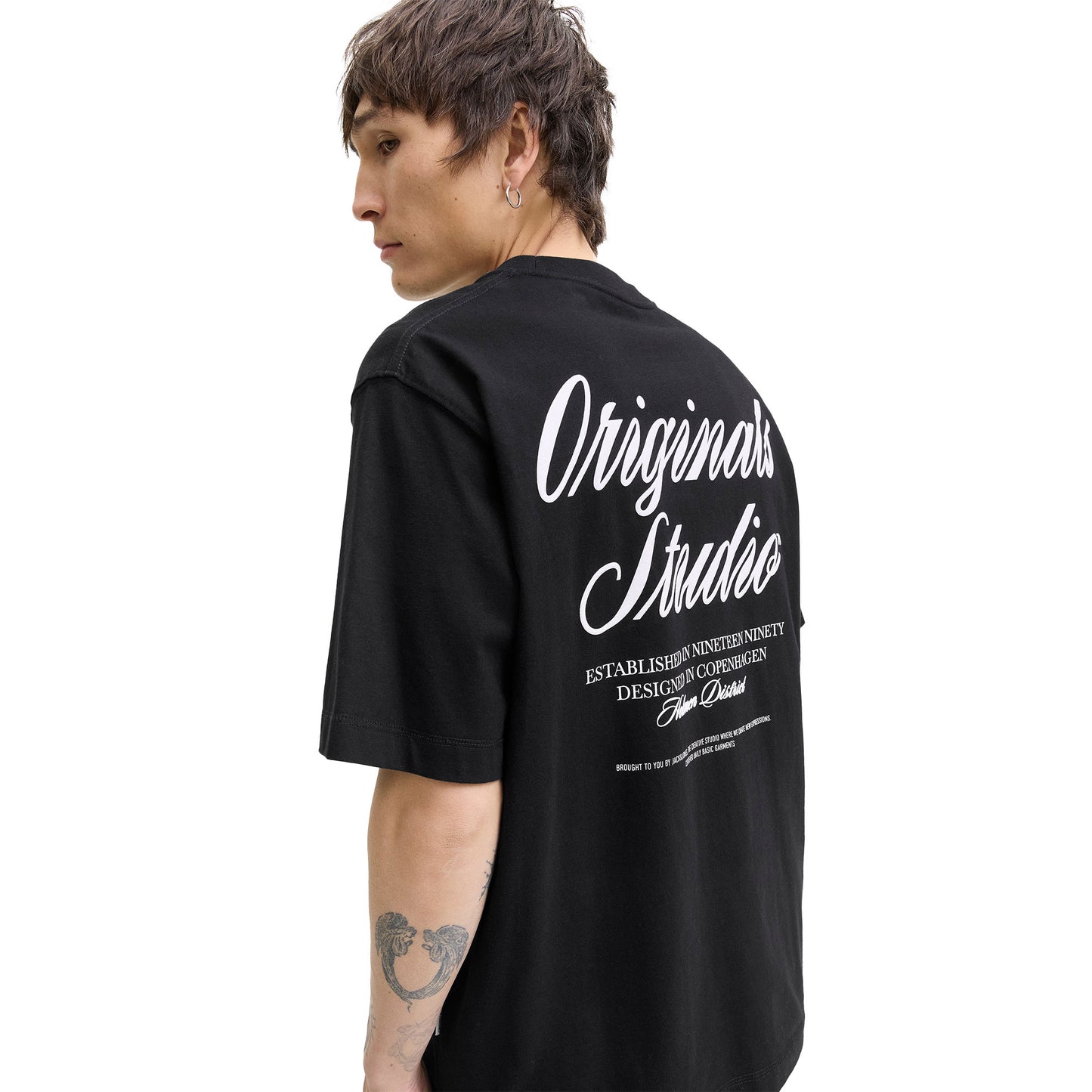 Jack & Jones Norrebro Typo Tee SS Crew Neck Black - 12282898B