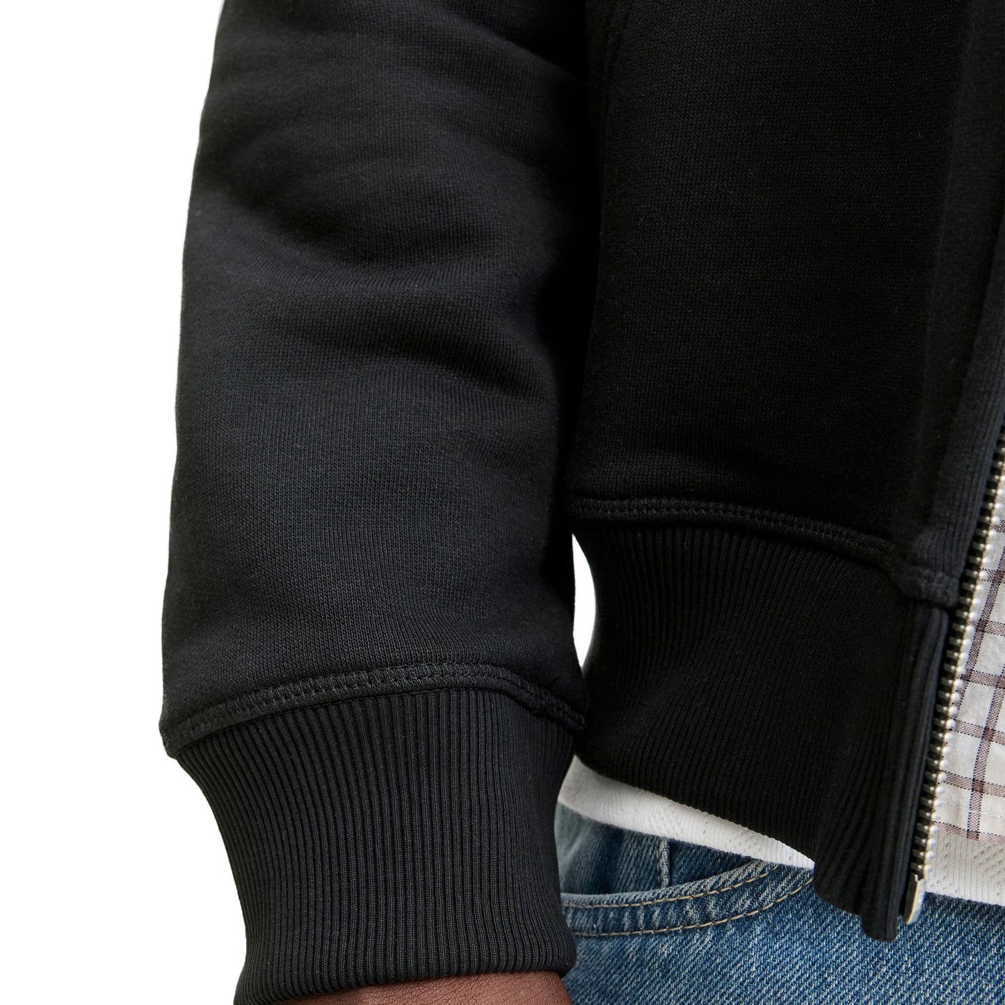 Jack & Jones Norrebro Emb Sweat Zip Hood Black - 12282901B