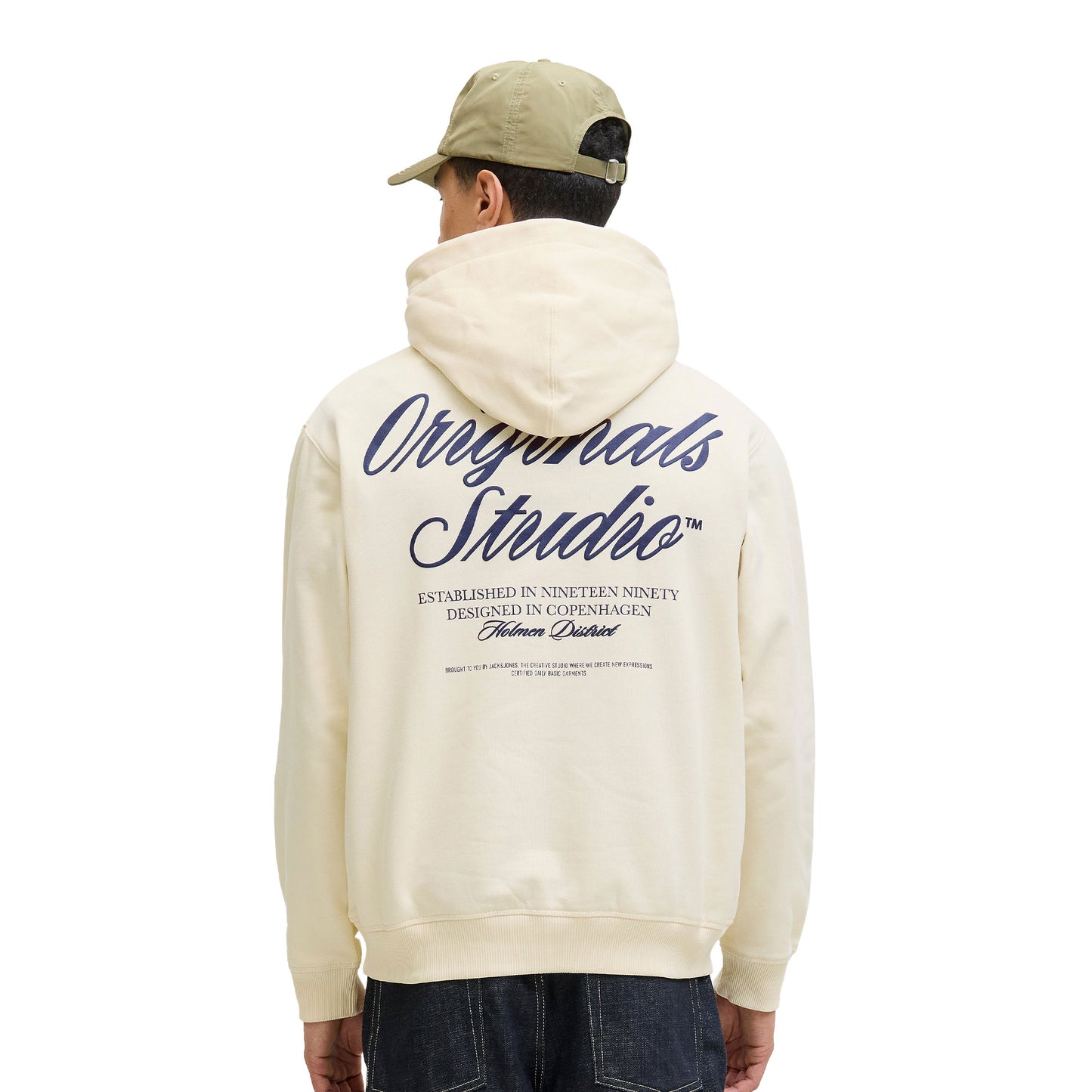 Jack & Jones Norrebro Typo Back Sweat Hood Antique White - 12283054AW