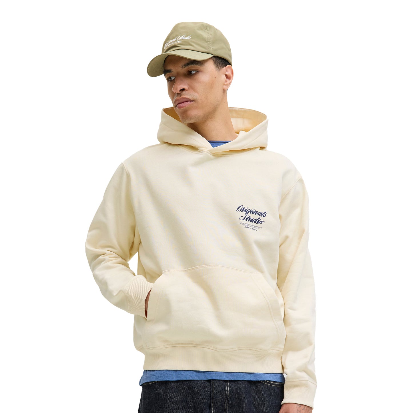 Jack & Jones Norrebro Typo Back Sweat Hood Antique White - 12283054AW