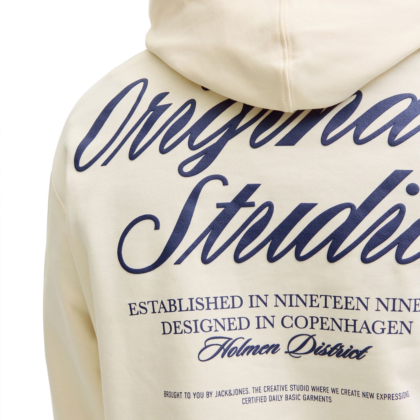 Jack & Jones Norrebro Typo Back Sweat Hood Antique White - 12283054AW