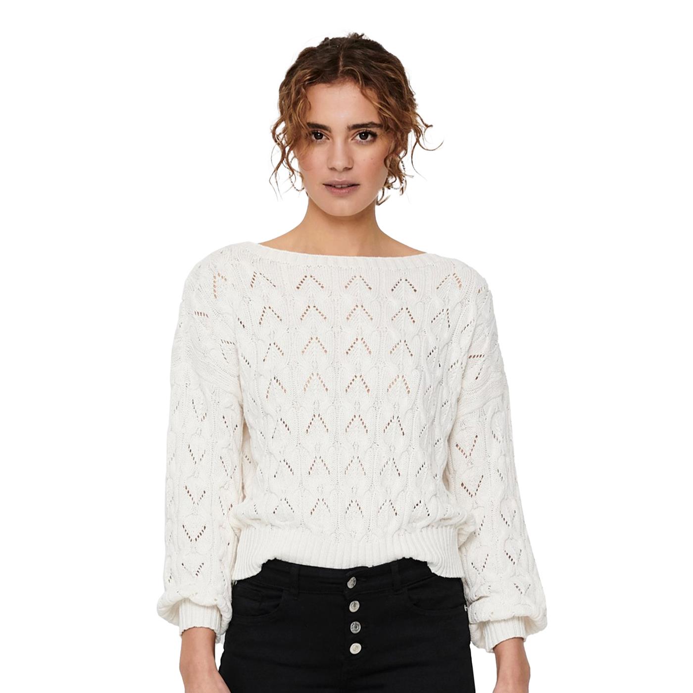 Only Brynn Life Structure L/S Pullover Knit Cloud Dancer - 15222853CD