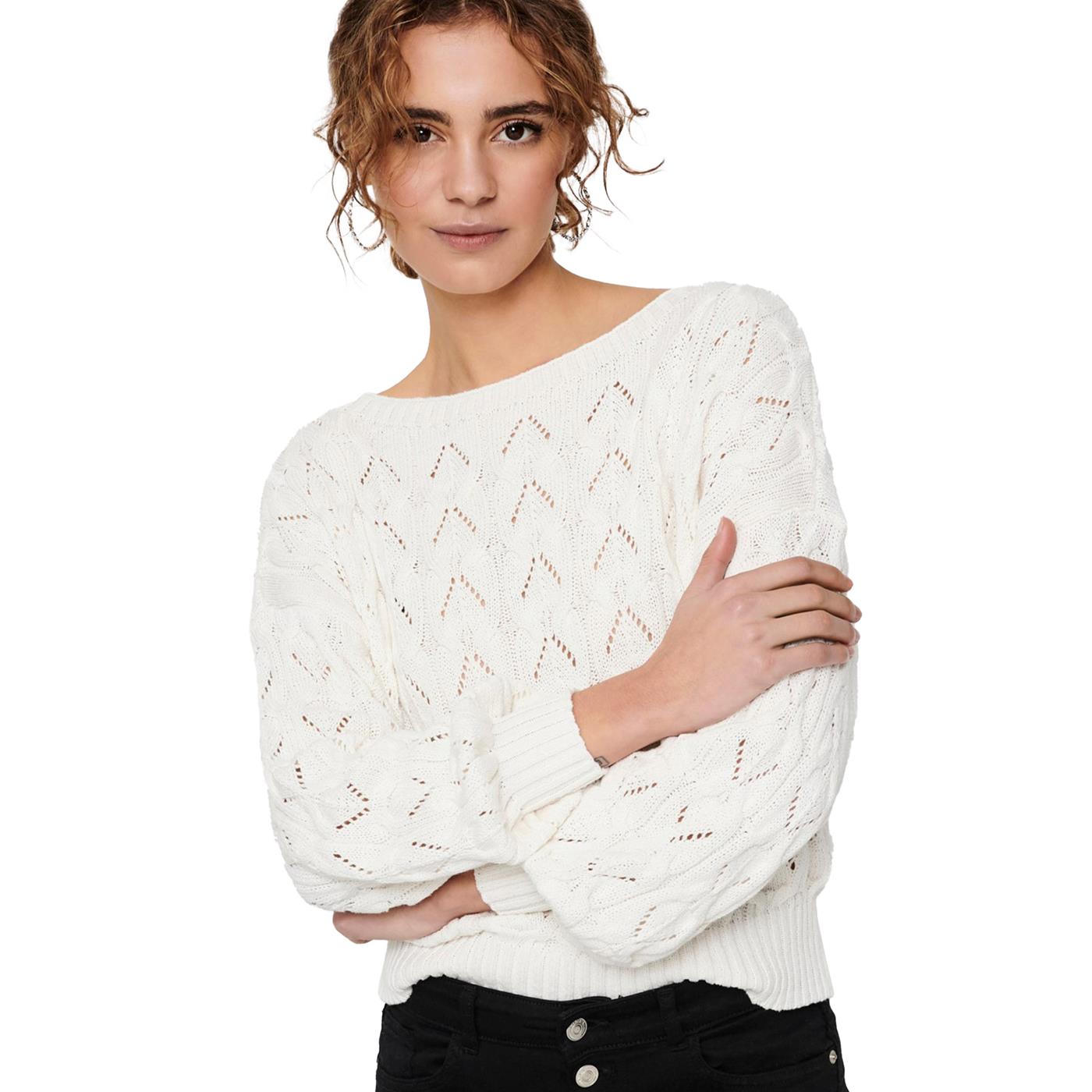 Only Brynn Life Structure L/S Pullover Knit Cloud Dancer - 15222853CD