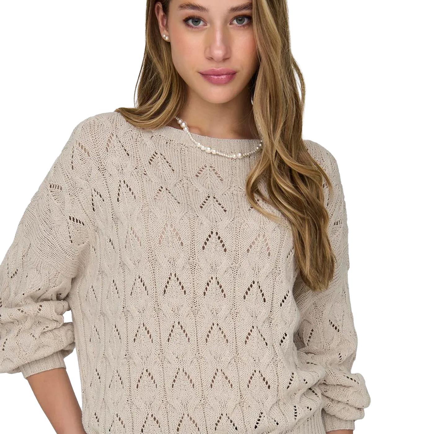 Only Brynn Life Structure L/S Pullover Knit Pumice Stone - 15222853PS