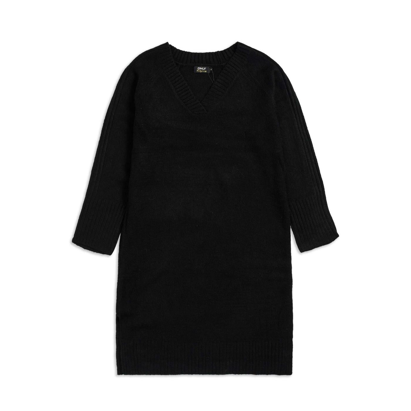 Only Macadamia L/S V-Neck Dress BF Knit Black - 15241479B