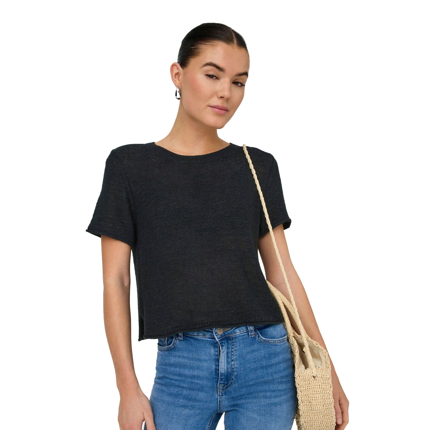 Only Sunny S/S Pullover Knit Black - 15254282B
