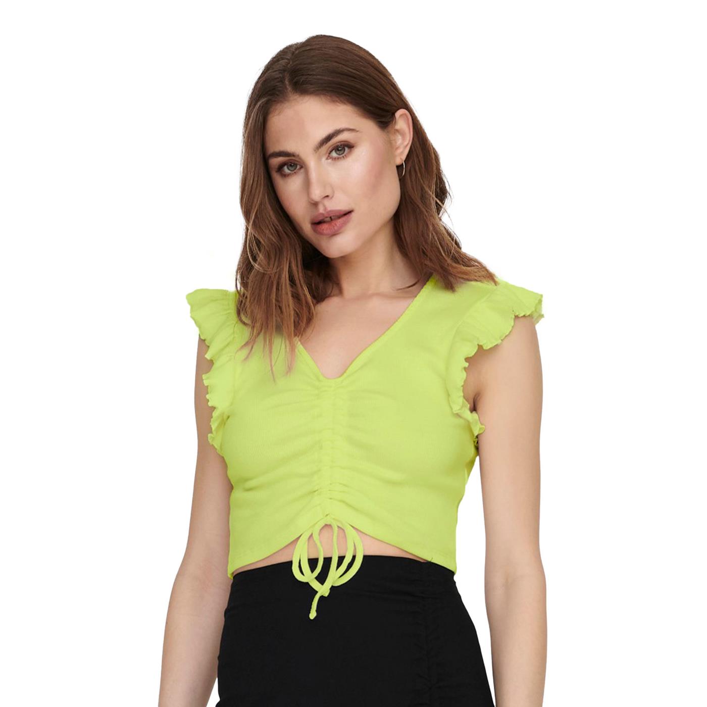 Only Laila Life S/L Ruching Top Sunny Lime - 15257542SL