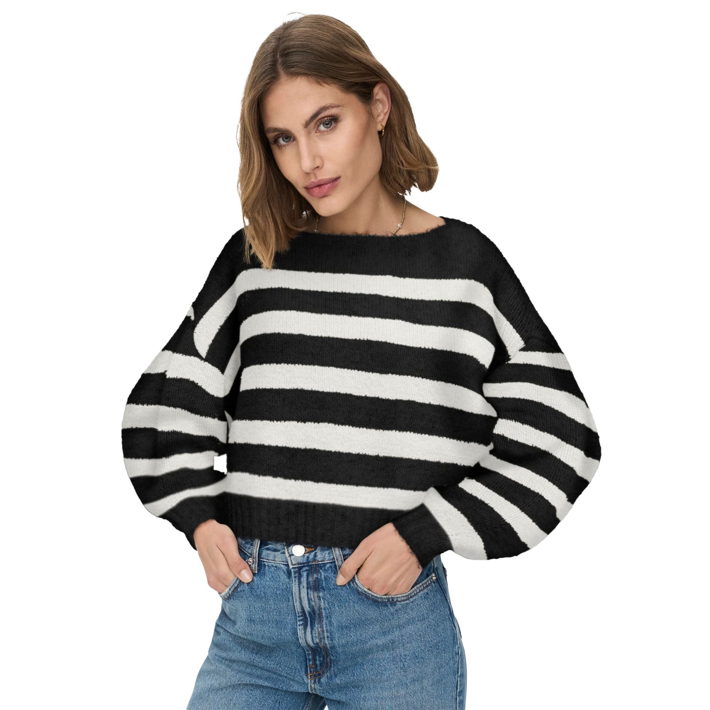 Only Aya Life L/S Boatneck CC Knit Black - 15259682BK