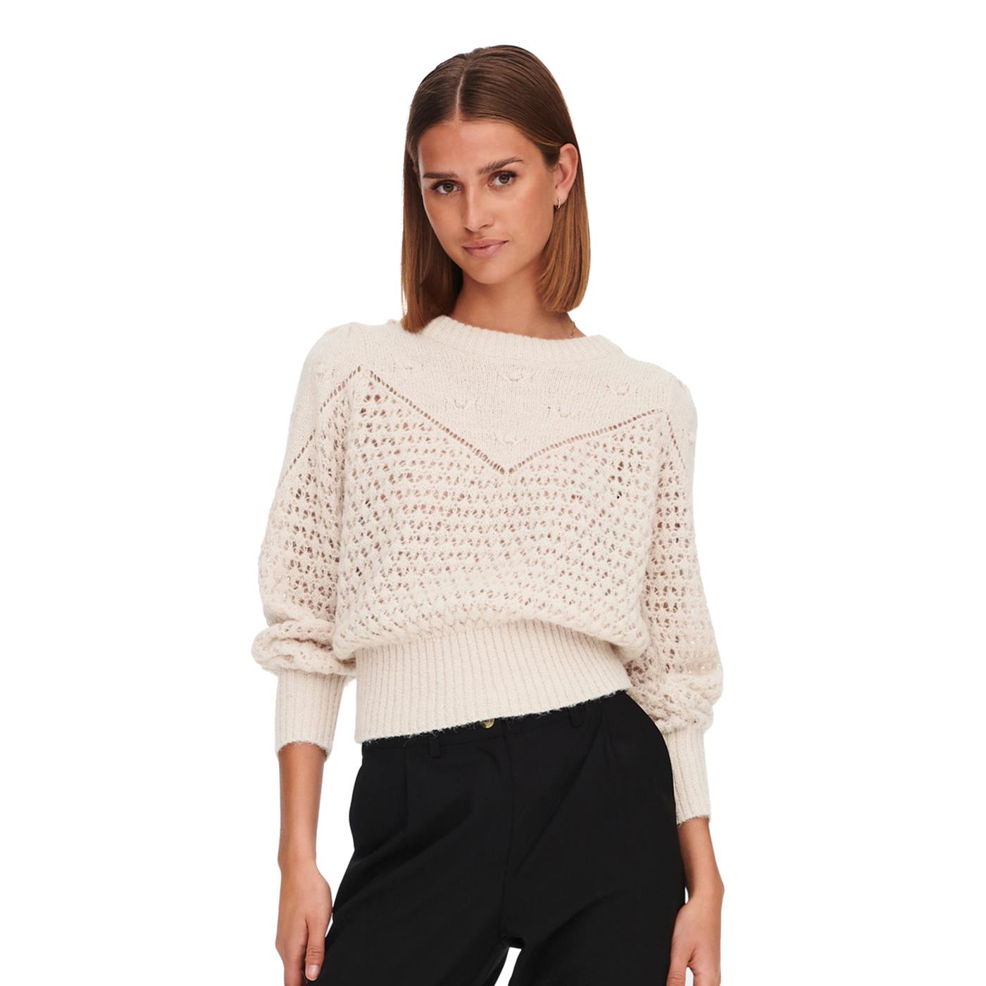 JDY Sigrid Life L/S Yoke Structure PO Knit Cement - 15271577C