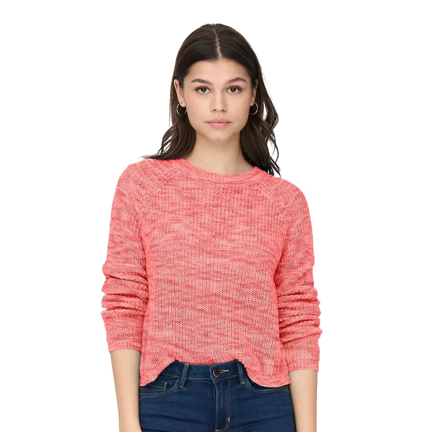 Only Nina LS Short O-Neck CC Knit Georgia Peach Multi twist - 15280260GP