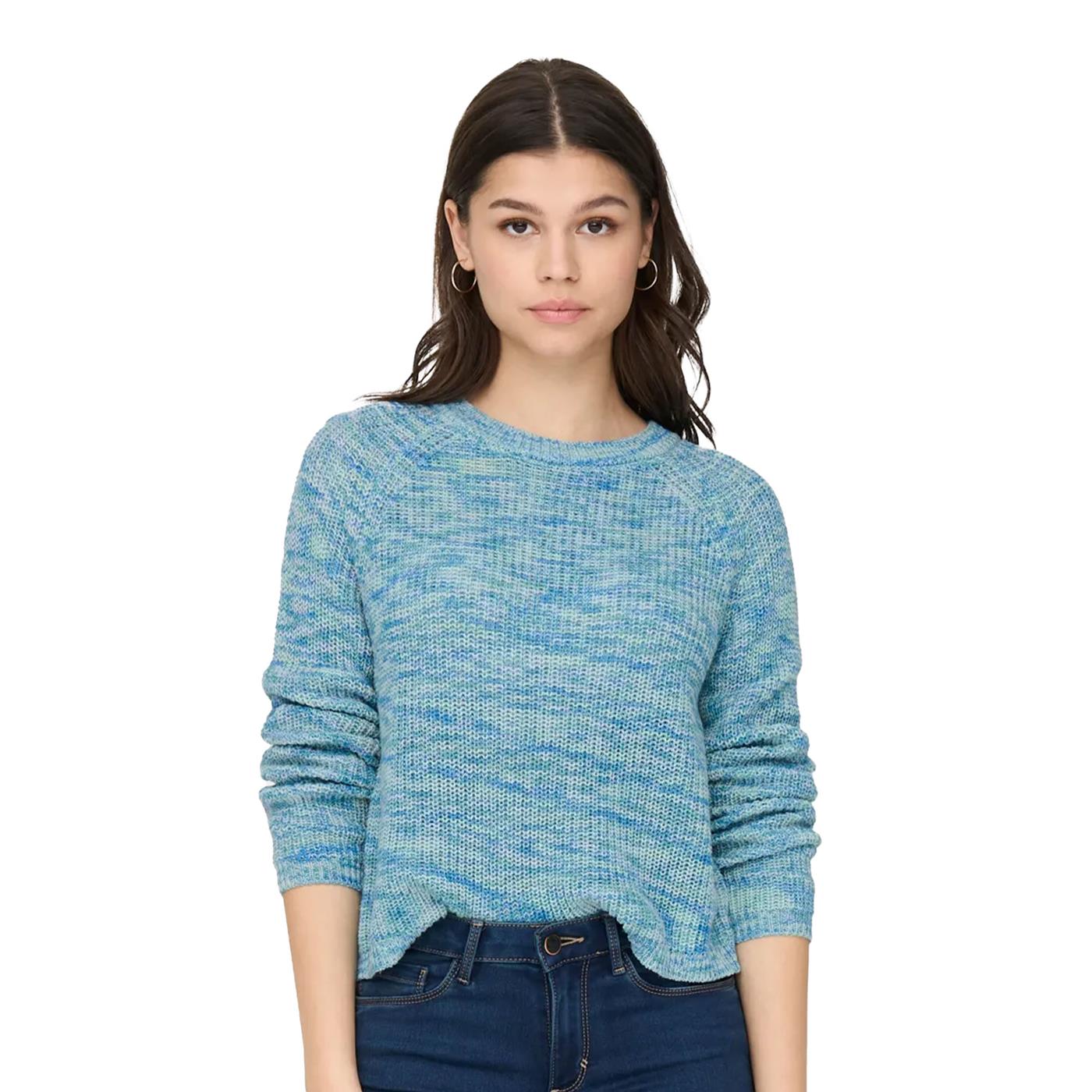 Only Nina LS Short O-Neck CC Knit Mist Green Multi twist - 15280260MG
