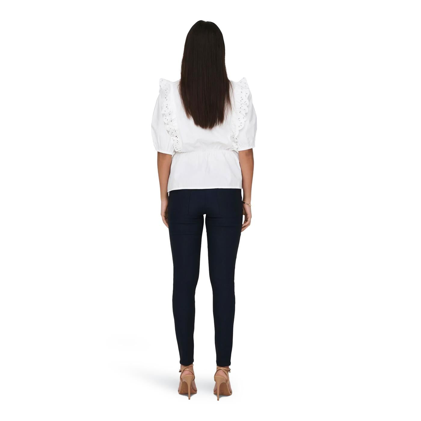 JDY Lelou 2/4 Top Wvn White - 15289993W