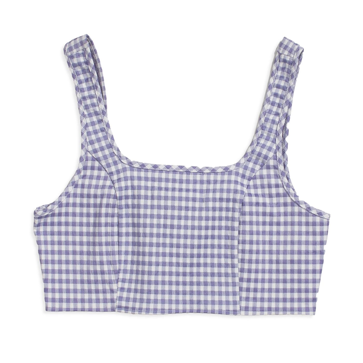 Only Carola S/L Crop Check Top Pnt Purple Rose - 15291626PR