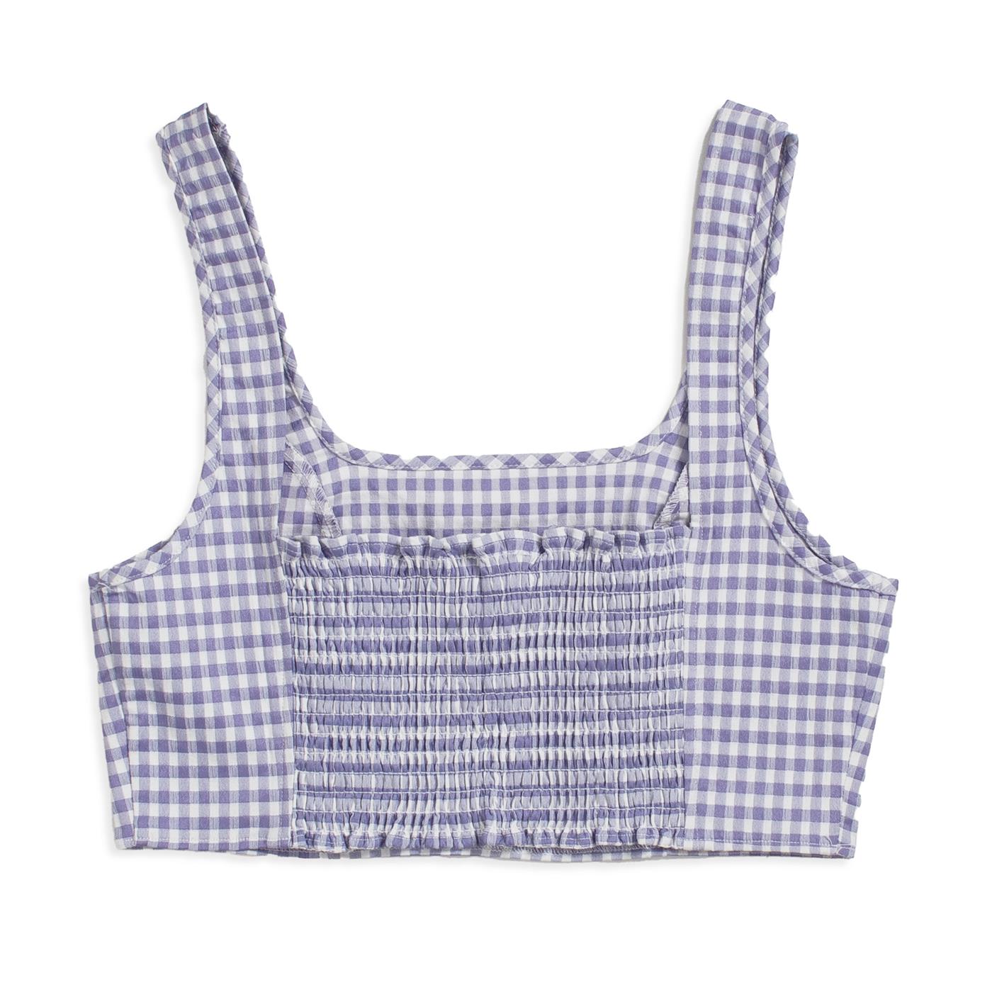 Only Carola S/L Crop Check Top Pnt Purple Rose - 15291626PR