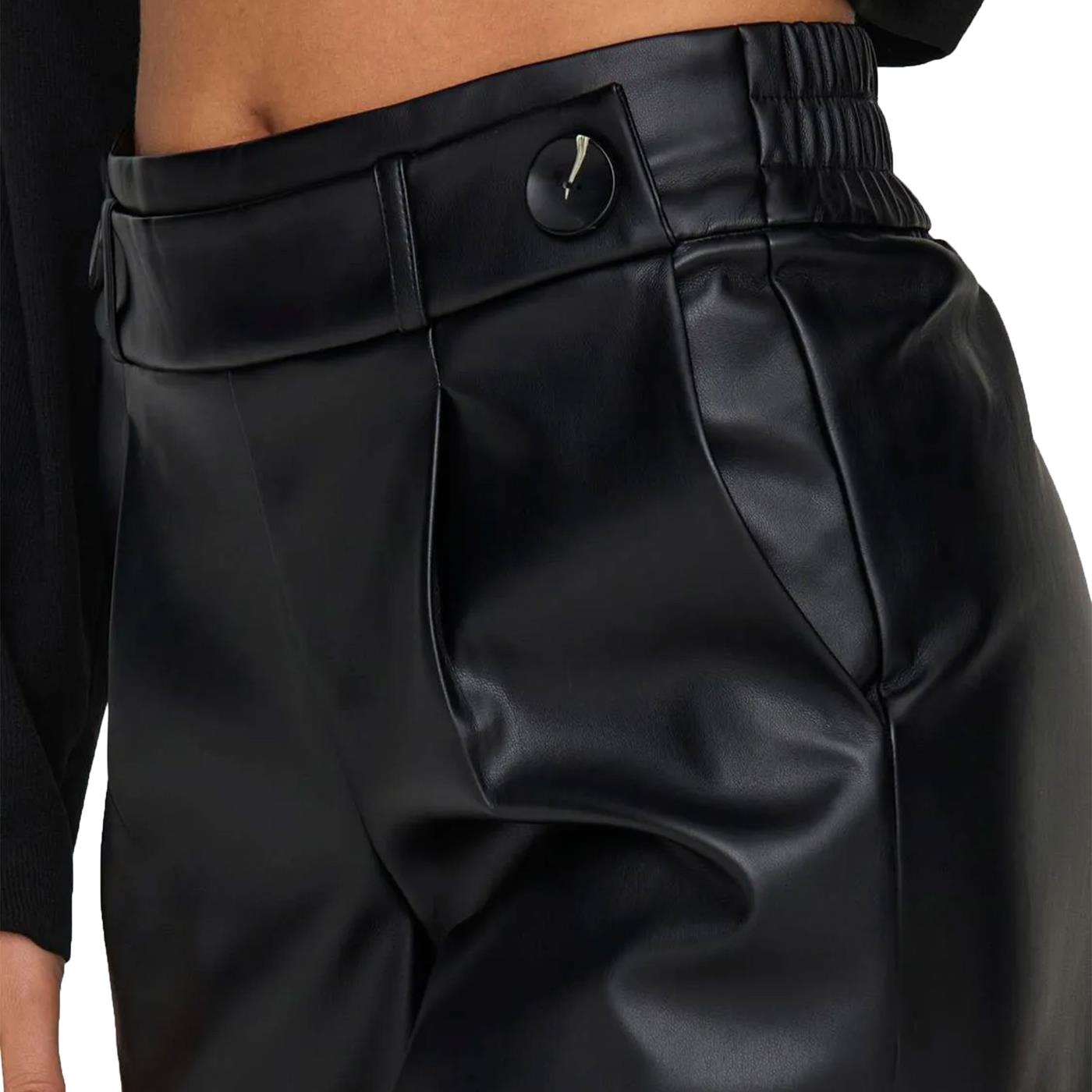 Only Bina Faux Leather Wide Pant BF Black - 15326830B