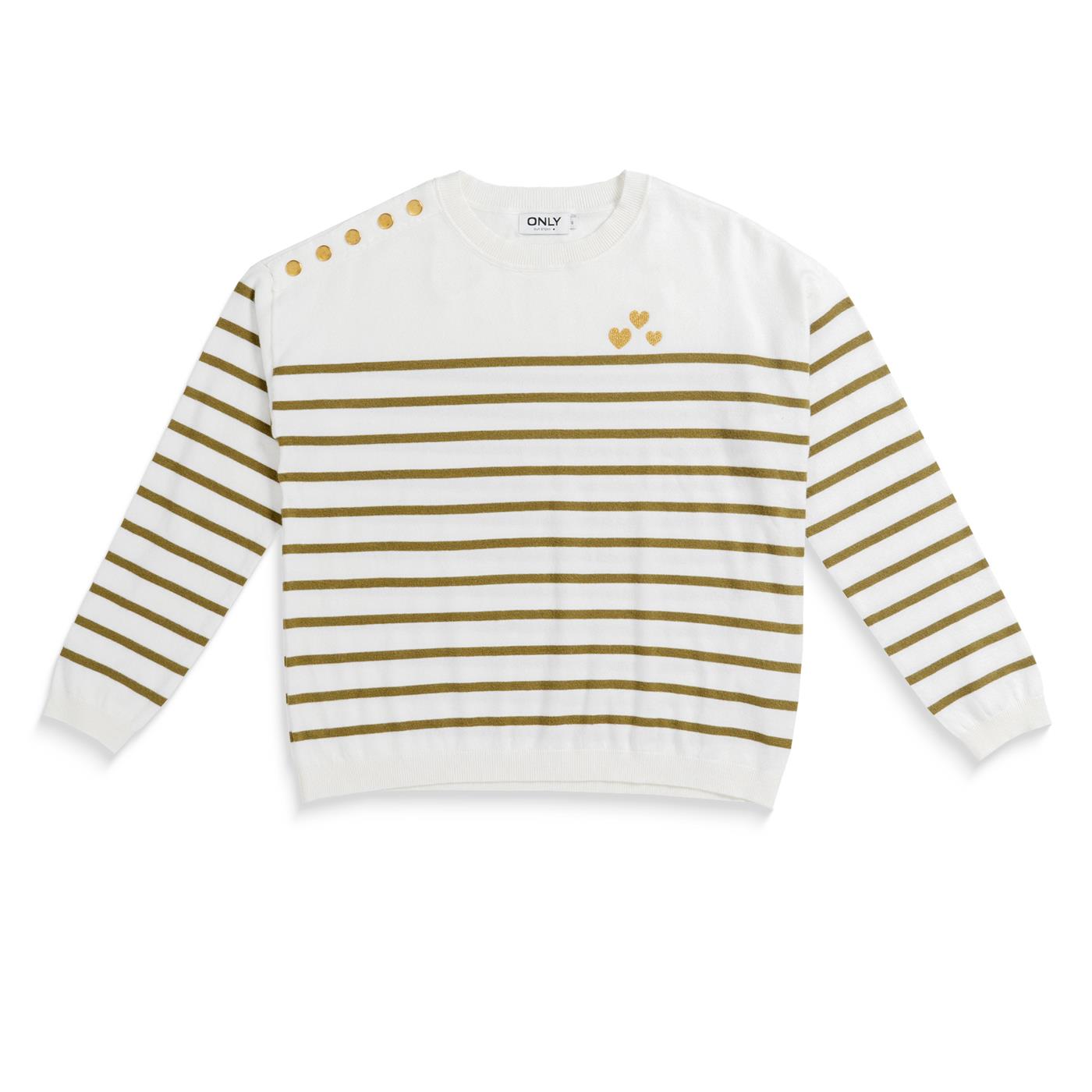 Only Tiba LS O-Neck Button CS Knt Cloud Dancer - 15329143CD