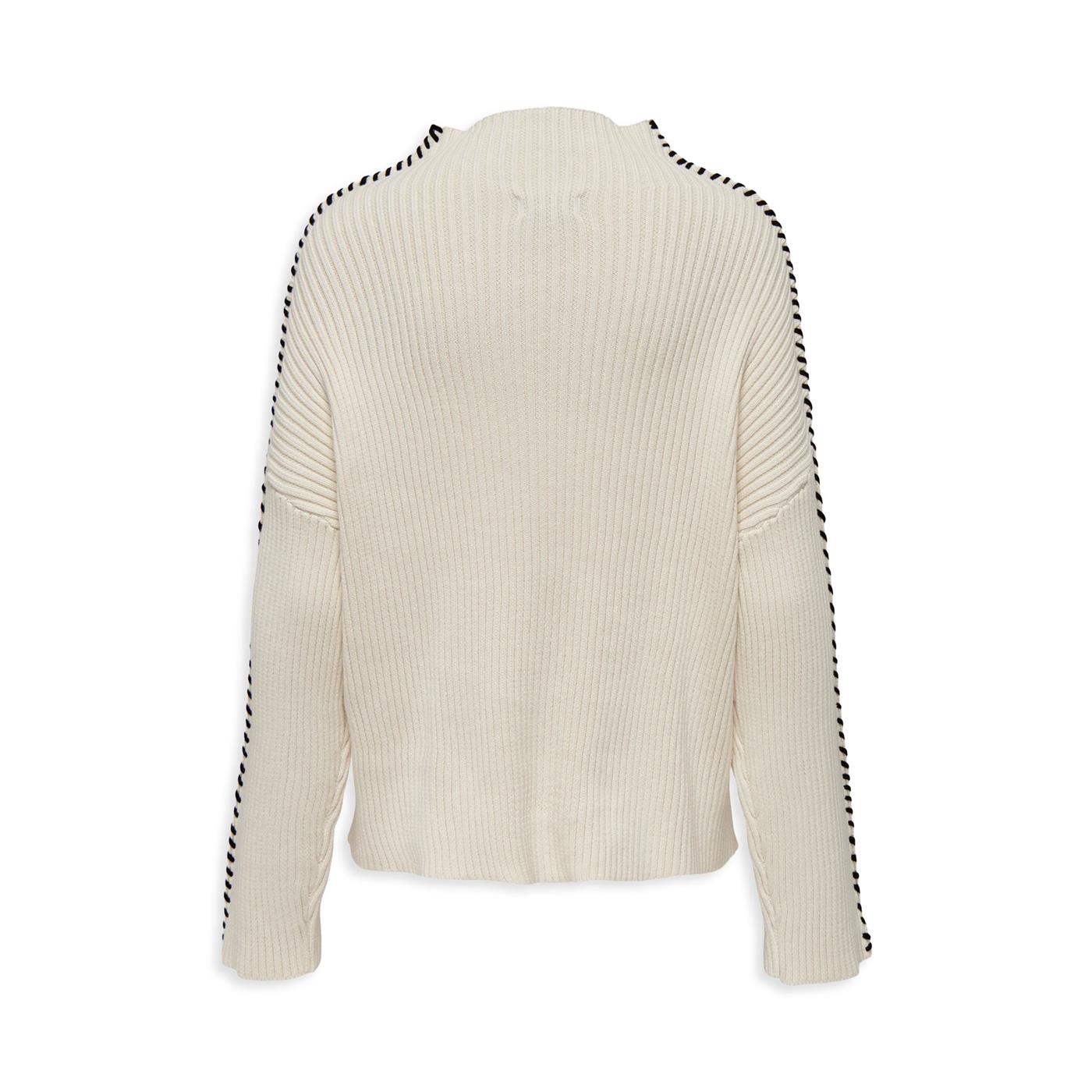 Only Queenie LS Contrast High Neck Prm Knit Birch - 15330680B