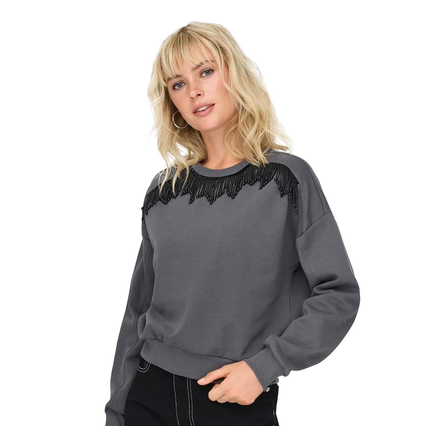 Only Sofie L/S O-Neck Sweat Magnet Pearls - 15330766MP