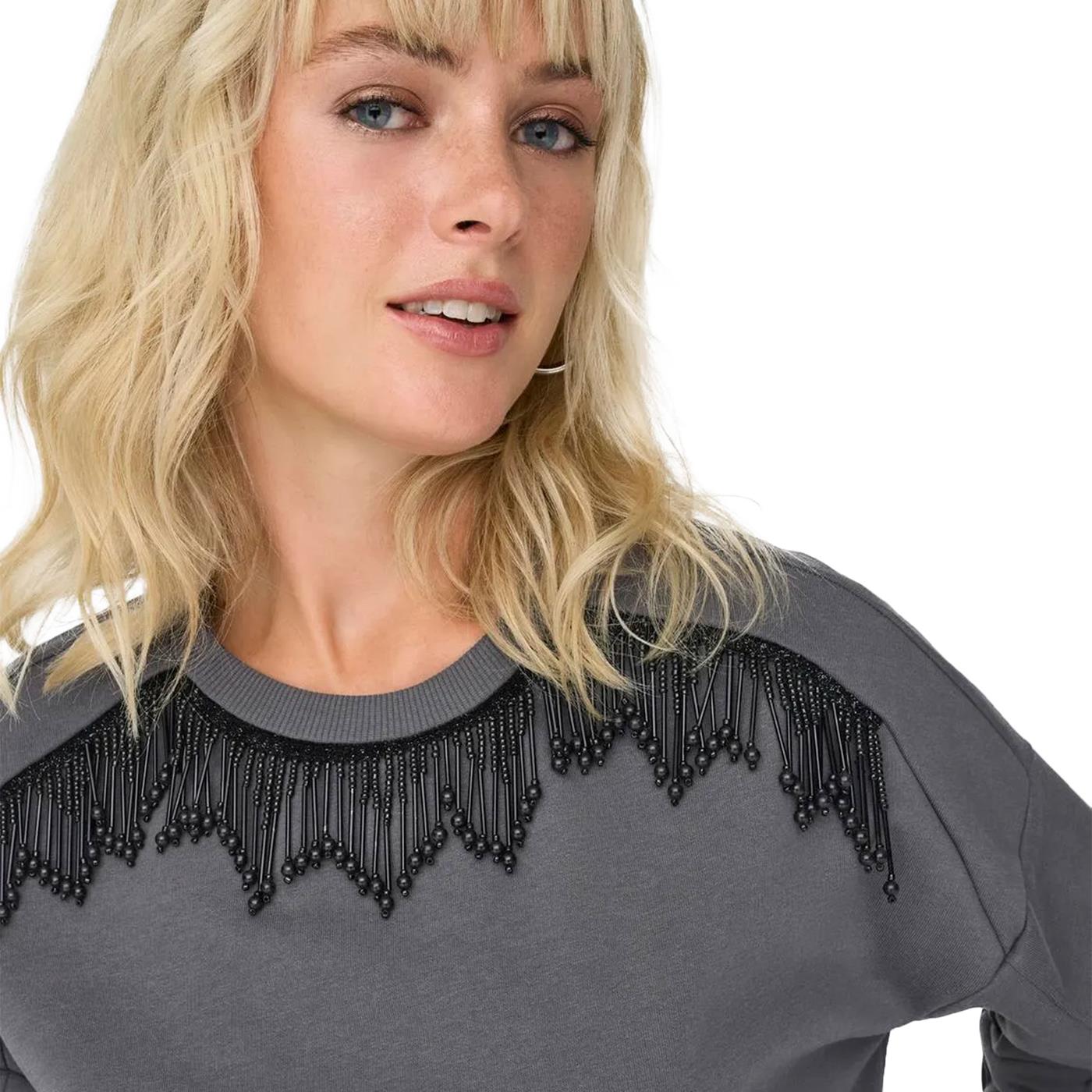 Only Sofie L/S O-Neck Sweat Magnet Pearls - 15330766MP