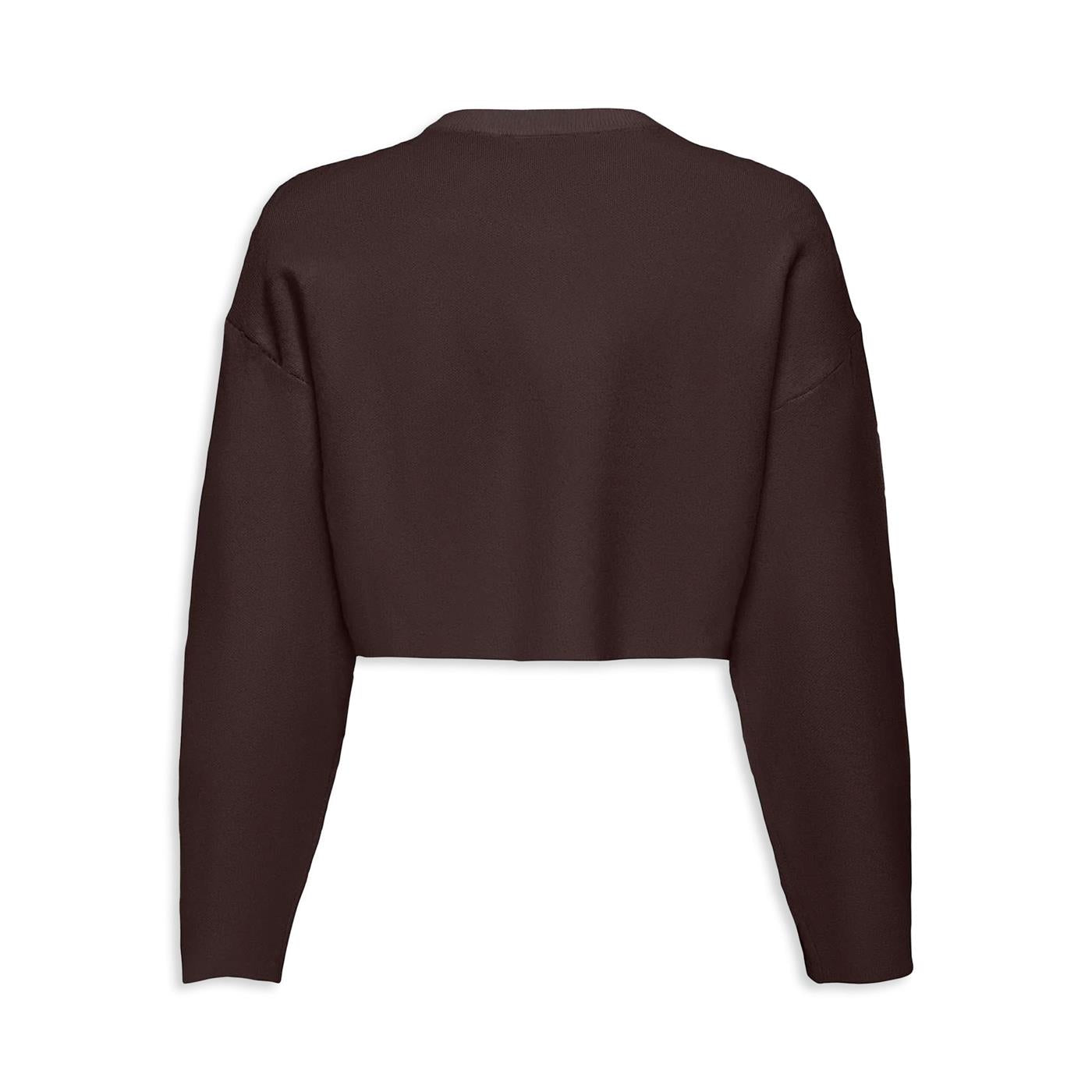 Only Anny LS Cropped O-Neck Knt Chocolate - 15331402C