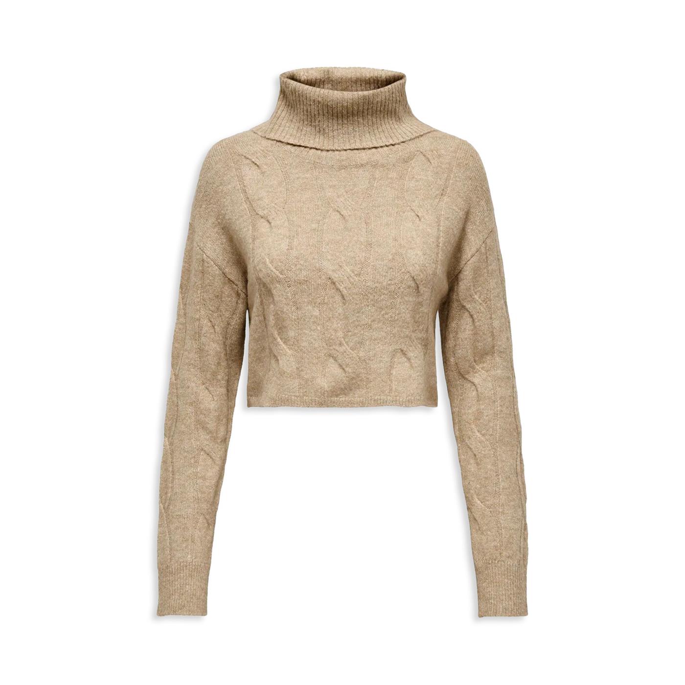 Only Rio Life LS Cable Roolneck Knit Tannin - 15331405T