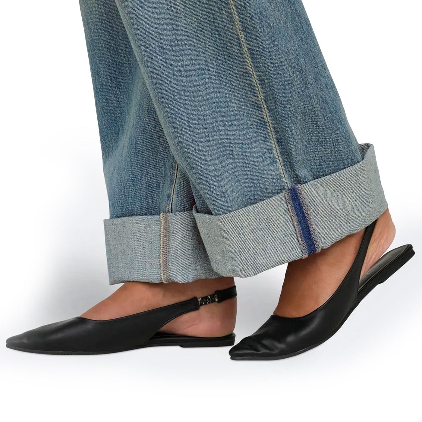 Only Broome HW Wide Fold Up Red Dnm Light Blue Denim - 15332277LBD