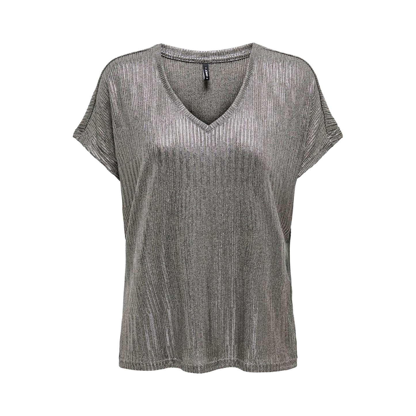 Only Mirinda S/S V-Neck Top Light Grey Melange - 15333628LGM