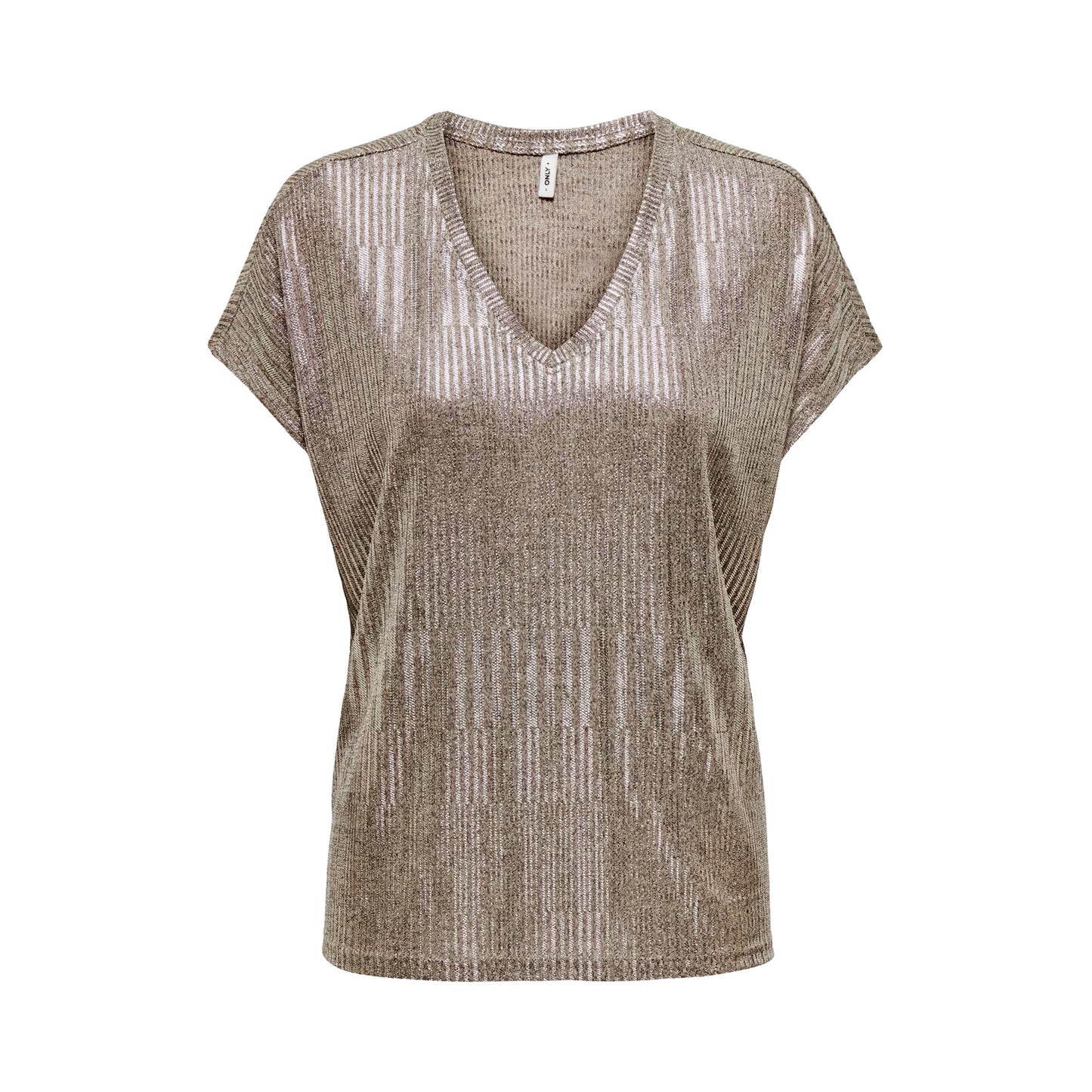 Only Mirinda S/S V-Neck Top Pumice Stone - 15333628PS