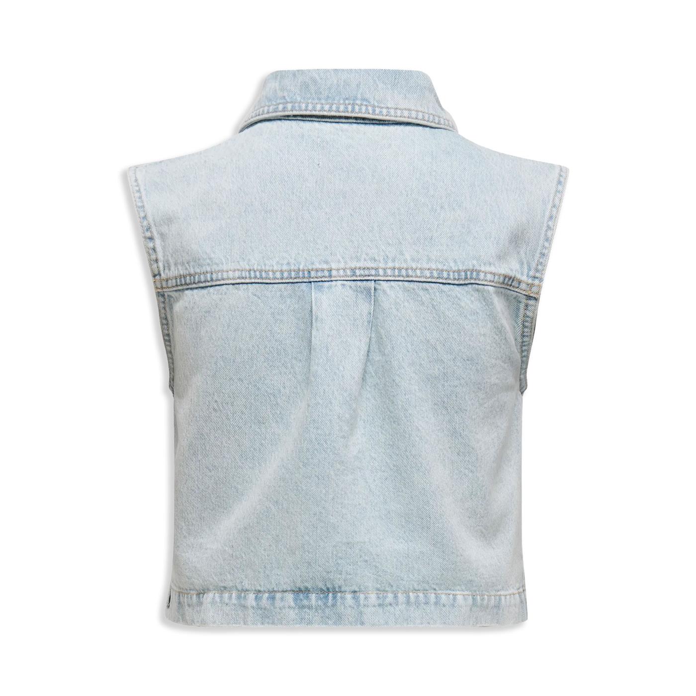 Only Elizabeth Denim Bleach Waistcoat Light Blue Bleached - 15338112LBB