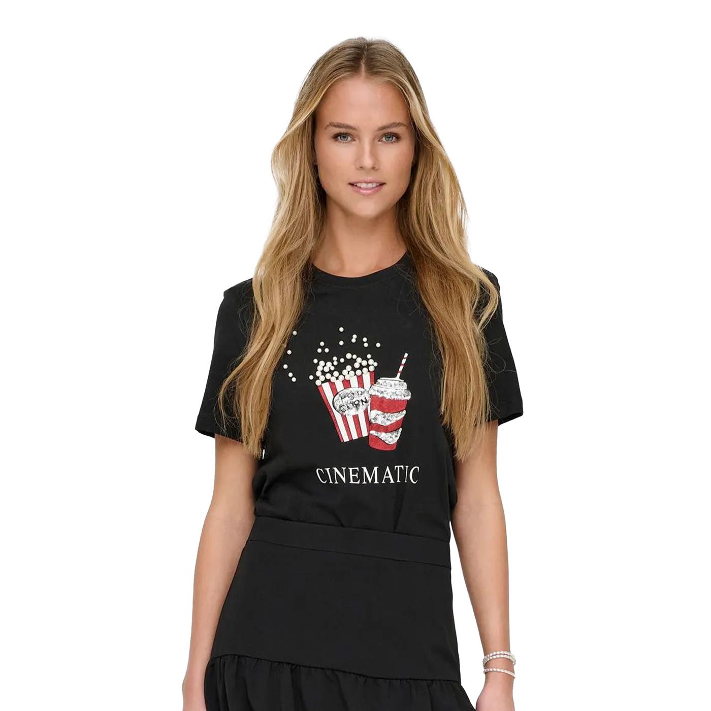 Only Burst Life Reg S/S Popcorn Top Black - 15344230B