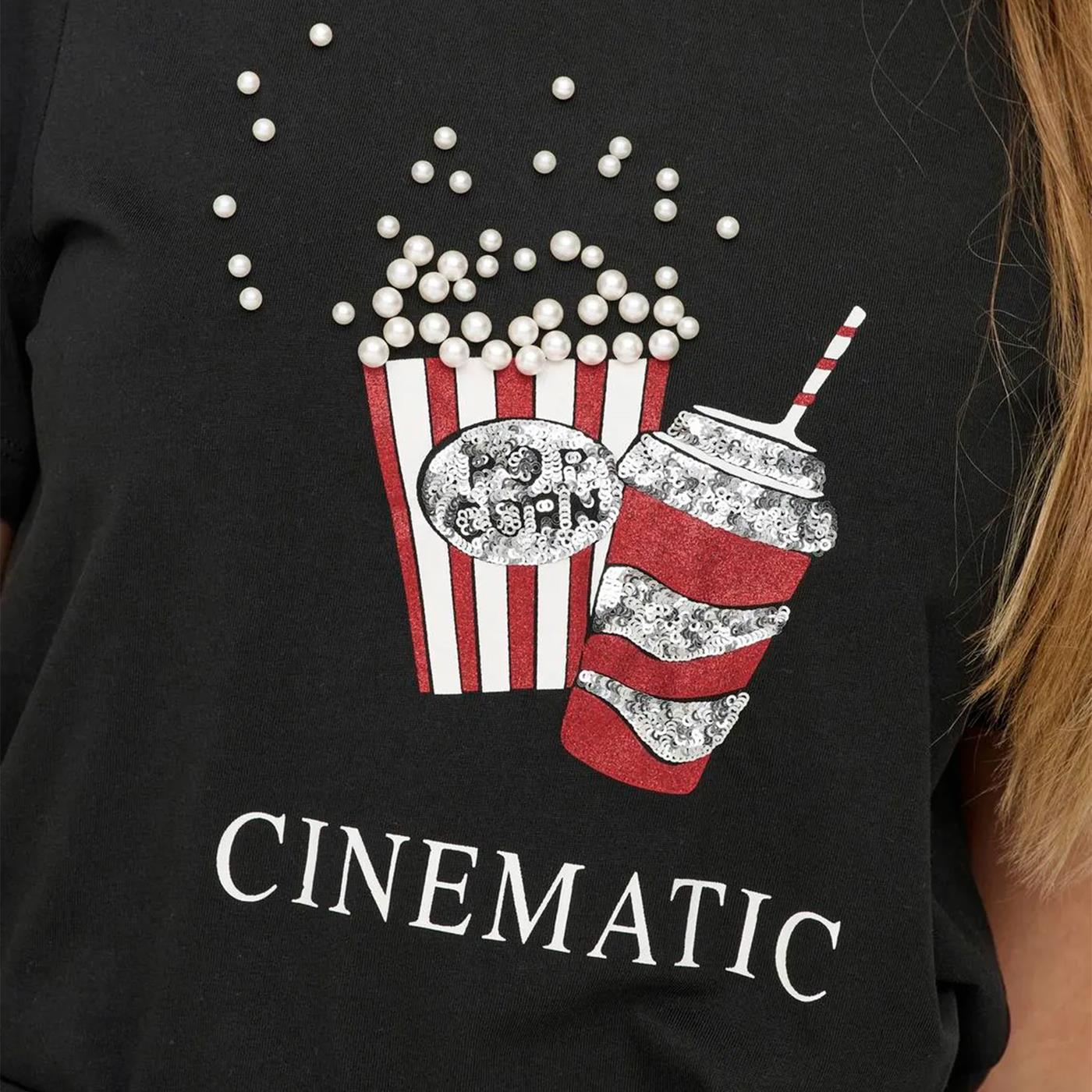 Only Burst Life Reg S/S Popcorn Top Black - 15344230B