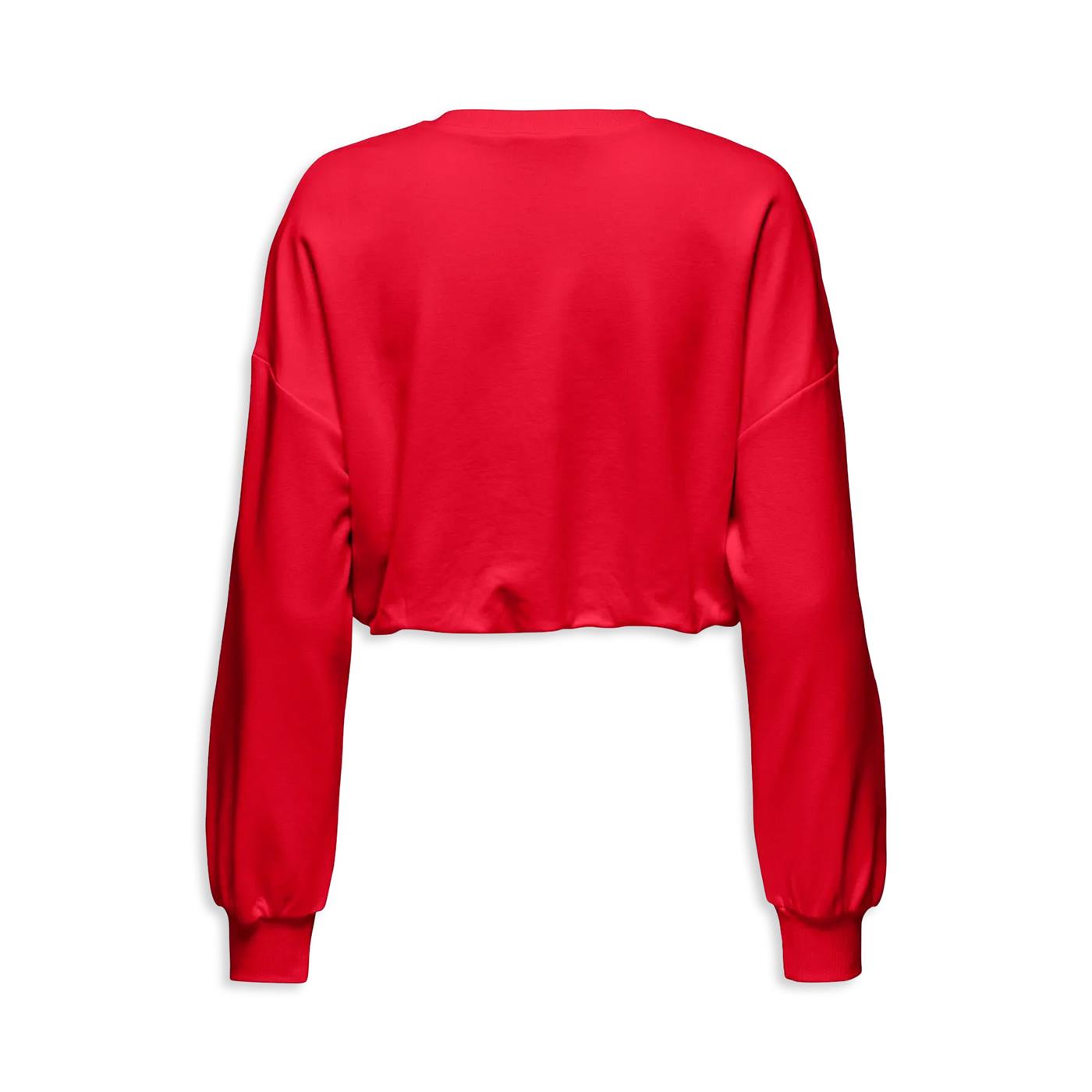 Only Bolette L/S Short O-Neck UB OY Sweat True Red - 15344633TR