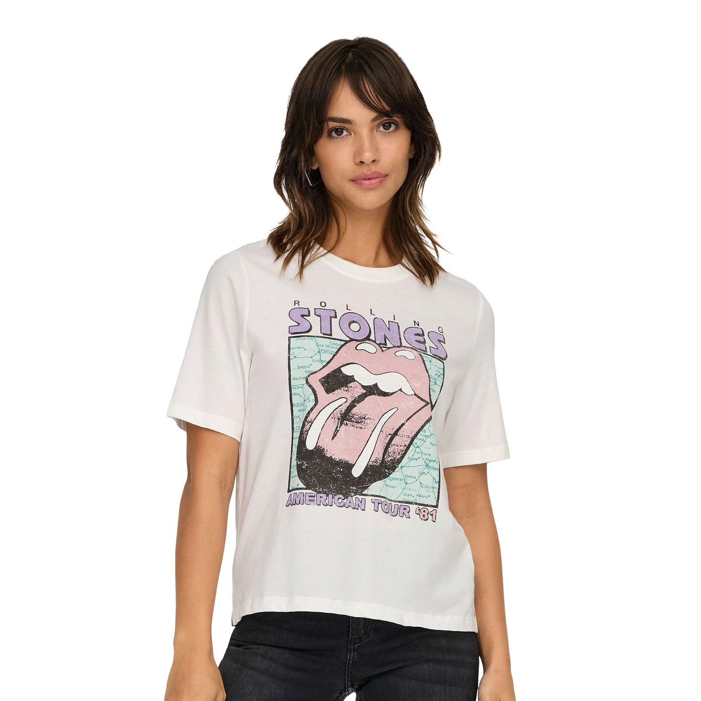 Only Rolling Stones Life S/S Top Cloud Dancer/American Tour - 15345922CDAT