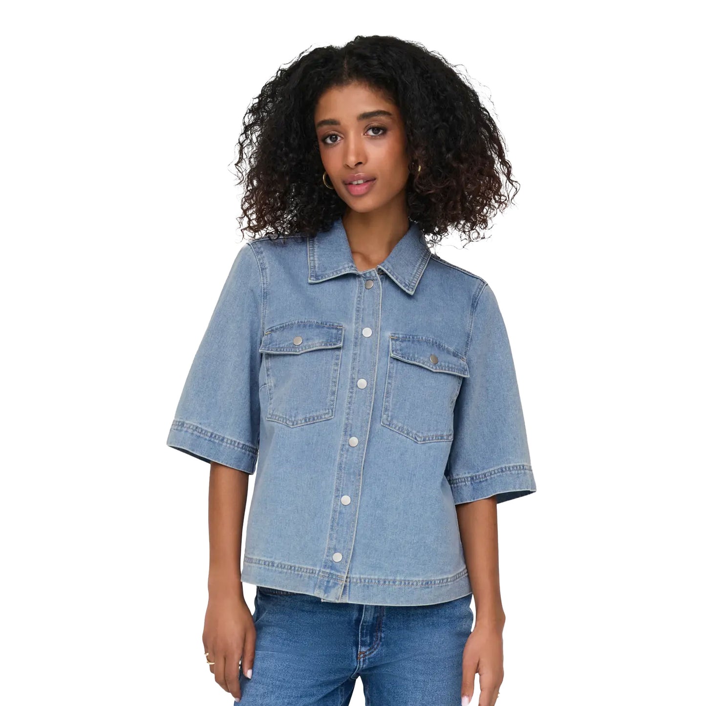 Only Belle S/S Shirt Dnm Light Blue Denim - 15347084LBD