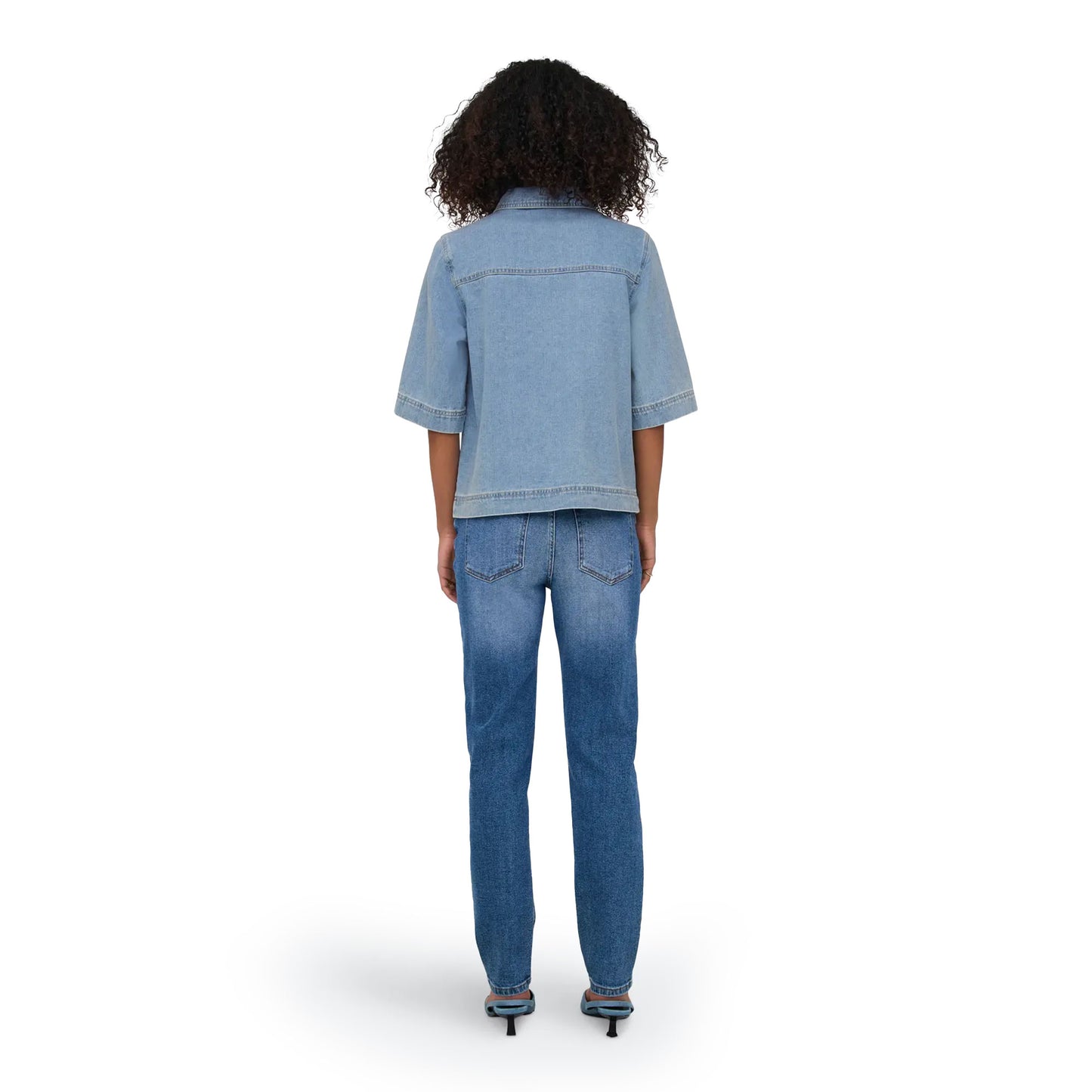 Only Belle S/S Shirt Dnm Light Blue Denim - 15347084LBD