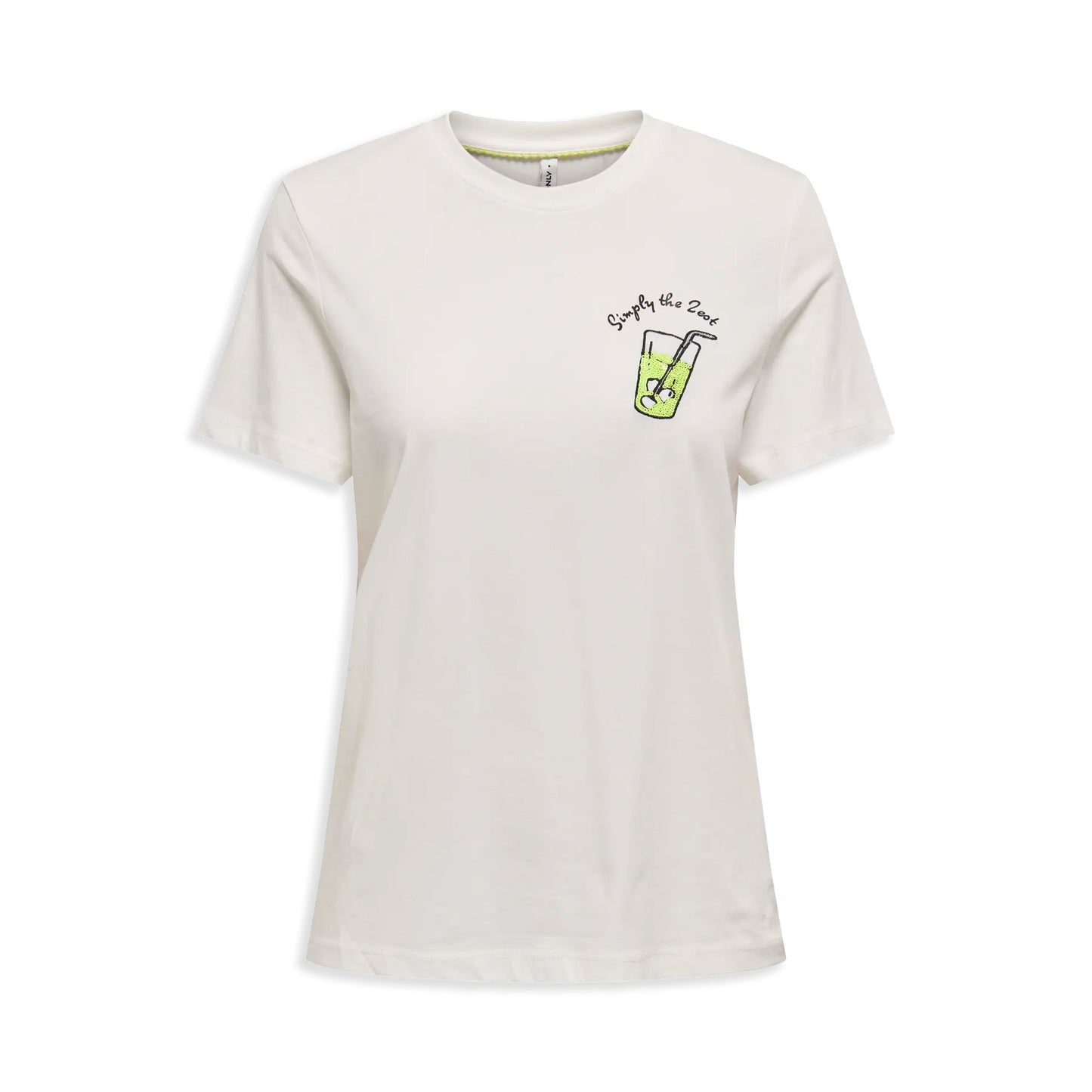 Only Kita Life Reg S/S Lemon Top Cloud Dancer/Zest Print - 15349150CDZ