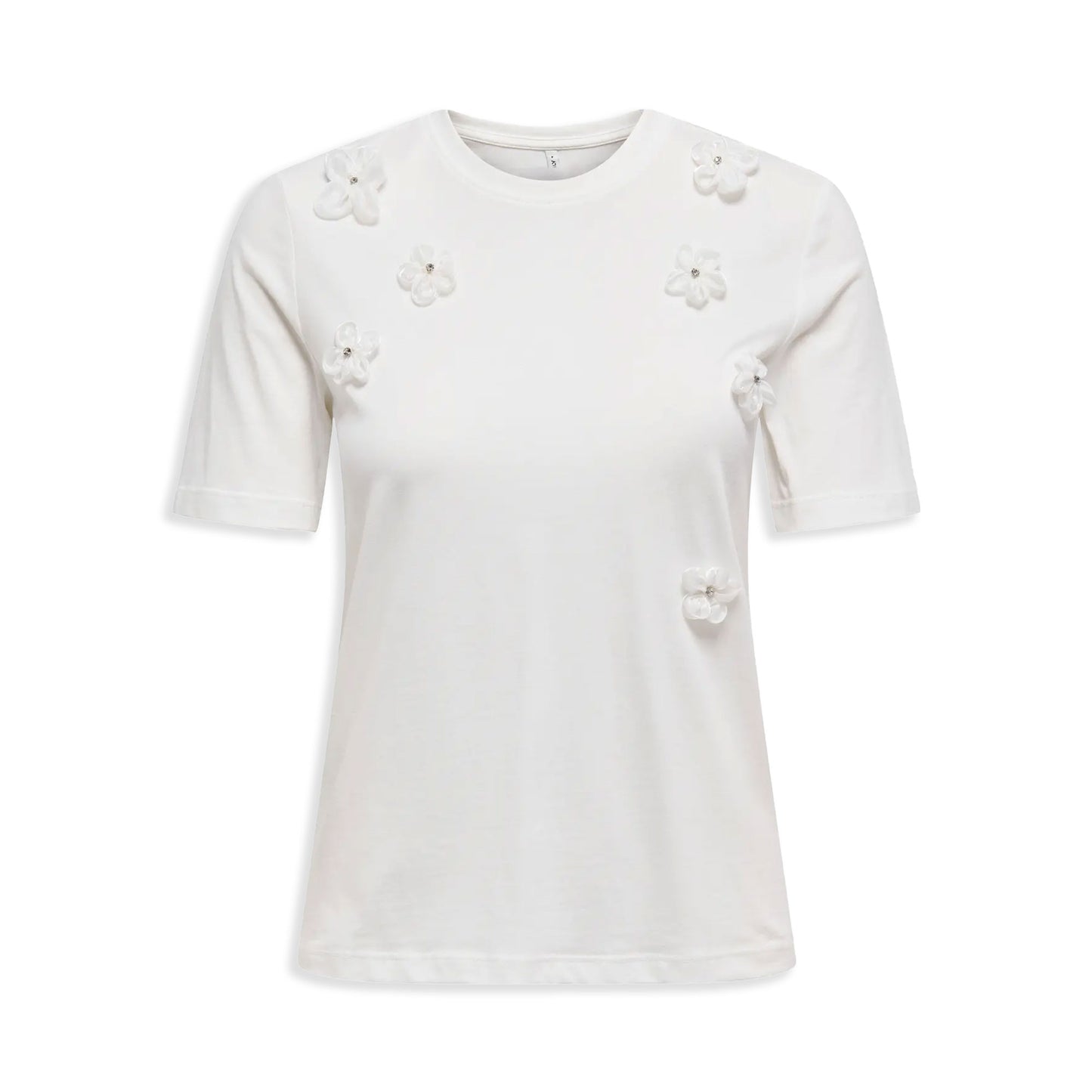 Only Olivia Life S/S Flower O-Neck Top Cloud Dancer - 15349470CD