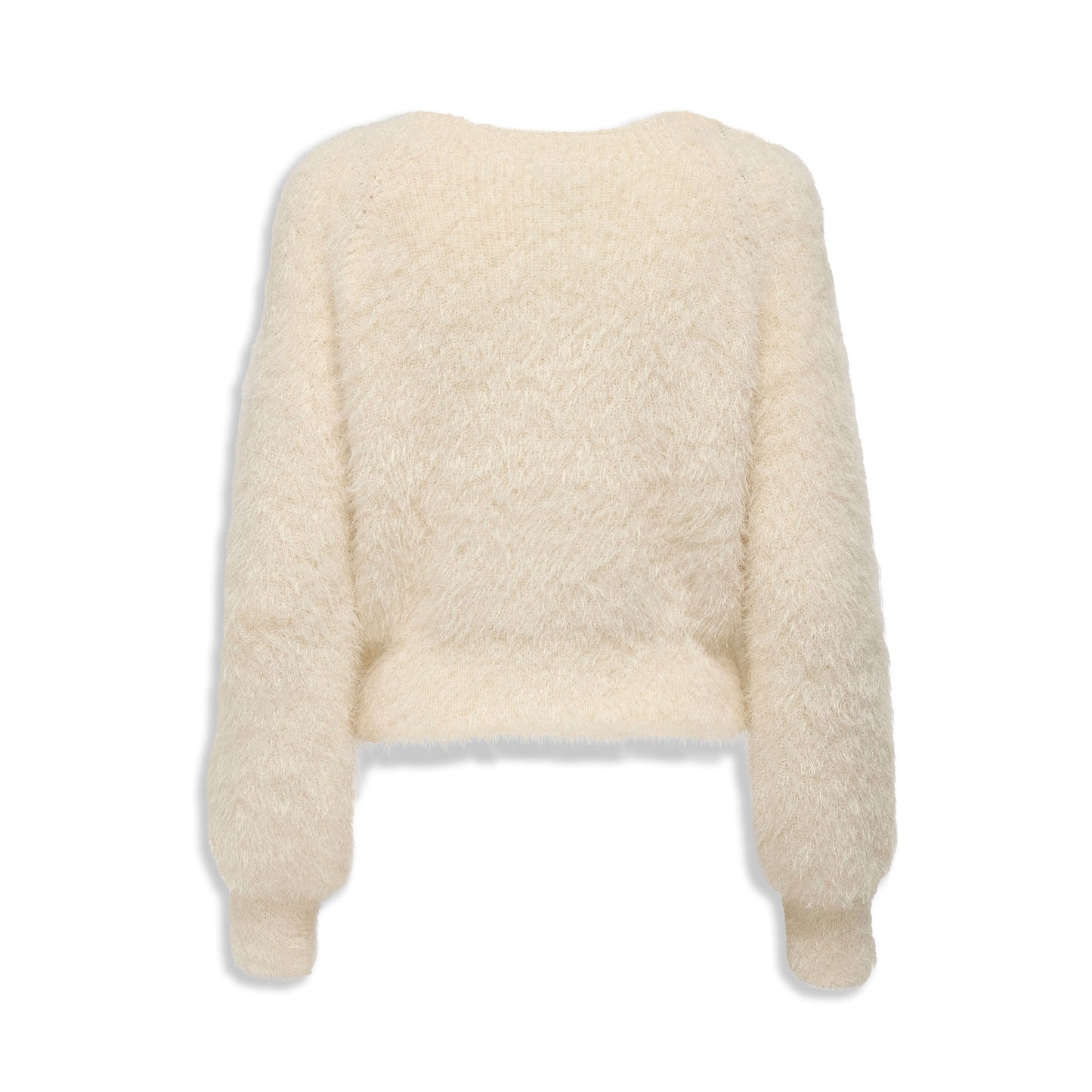 Only Lulu LS Rib Short O-Neck CC Knit Cloud Dancer - 15350650CD